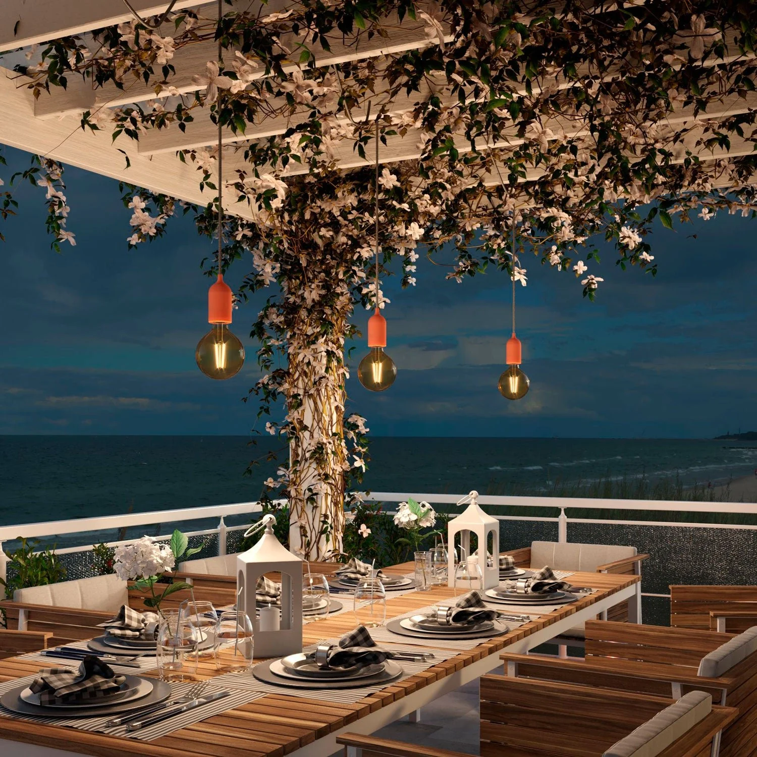 Modulair PASTEL Outdoor lamp with 5 m cable, decentrator, ceiling rose and IP65 waterproof lamp holder - Salmon - Image 3