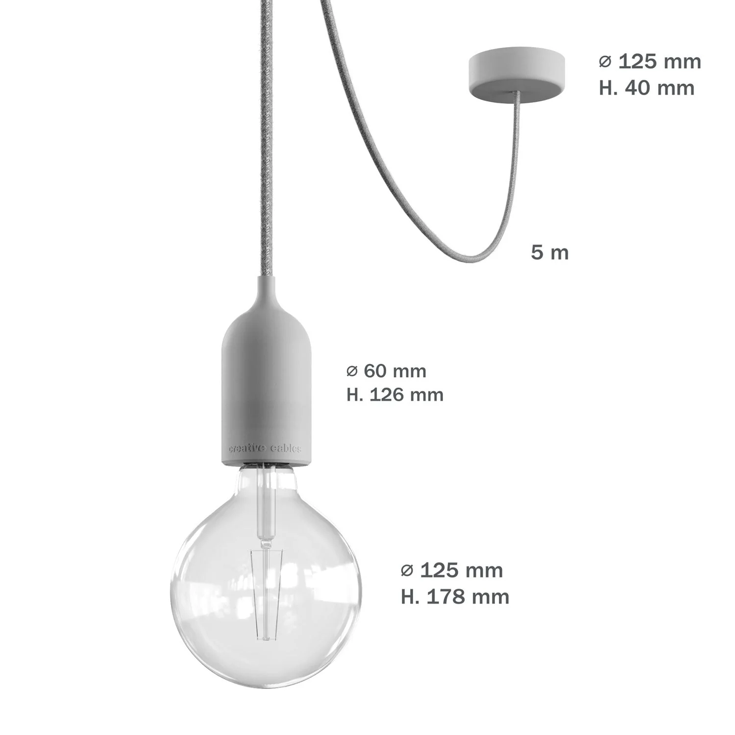Modulair PASTEL Outdoor lamp with 5 m cable, decentrator, ceiling rose and IP65 waterproof lamp holder - Salmon - Image 6