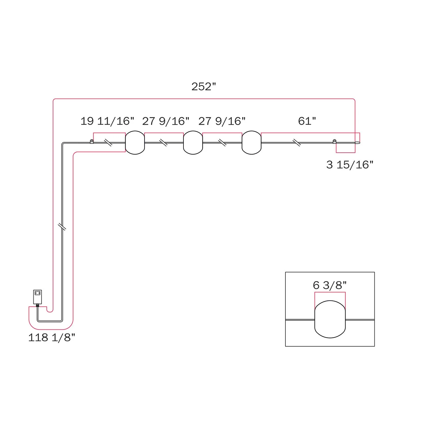 Outdoor 3-Light String Light for wet locations Gray, Power supply with US plug - Marina3 Cherry - Image 8