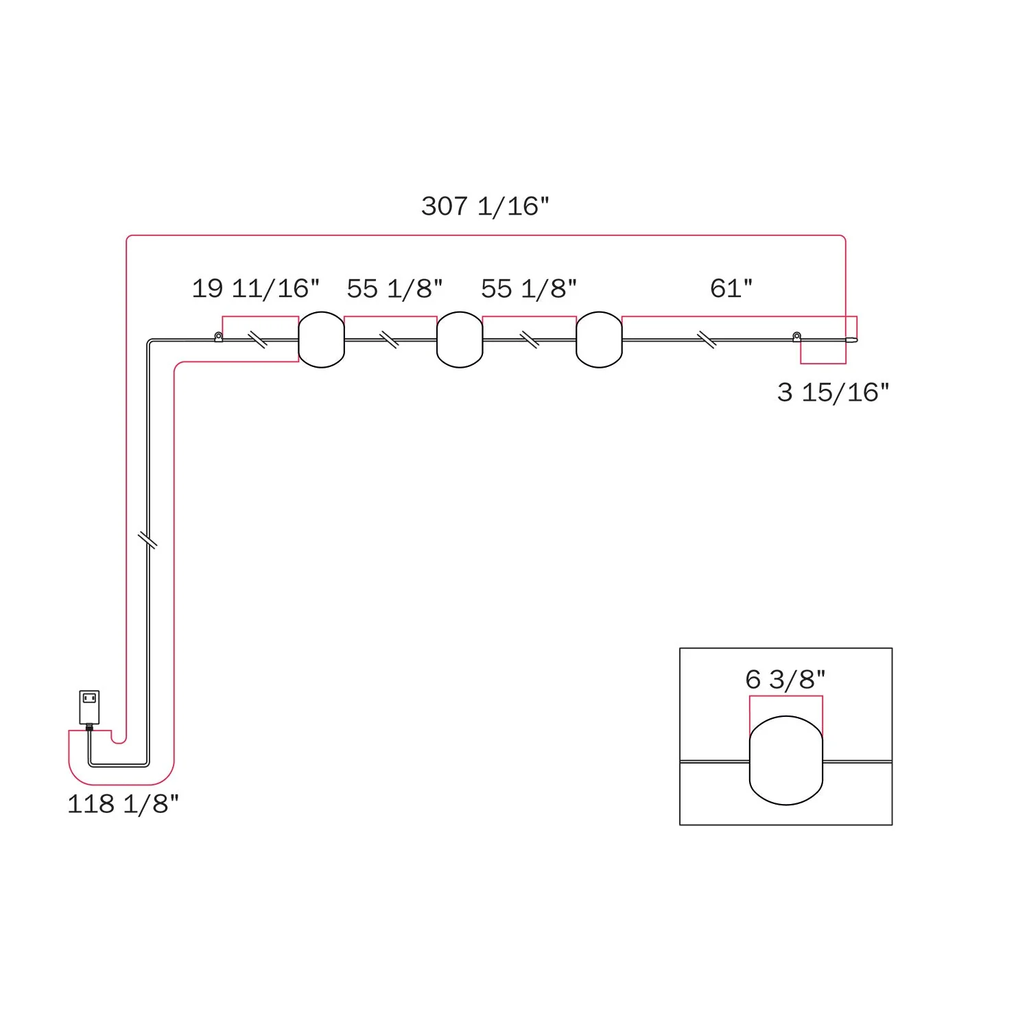 Outdoor 3-Light String Light for wet locations Olive Green, power supply with US plug - Marina3 Cherry - Image 16