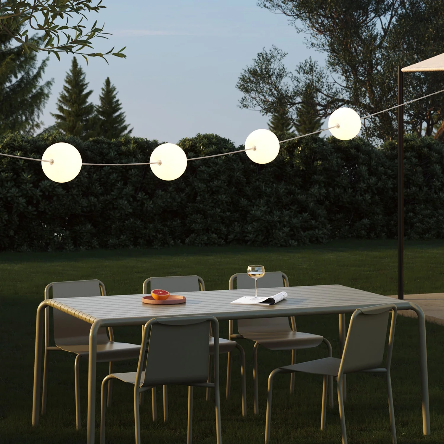 Outdoor 4-Light String Light for wet locations Desert Brown, Power supply with US plug - Marina4 Cherry - Image 2
