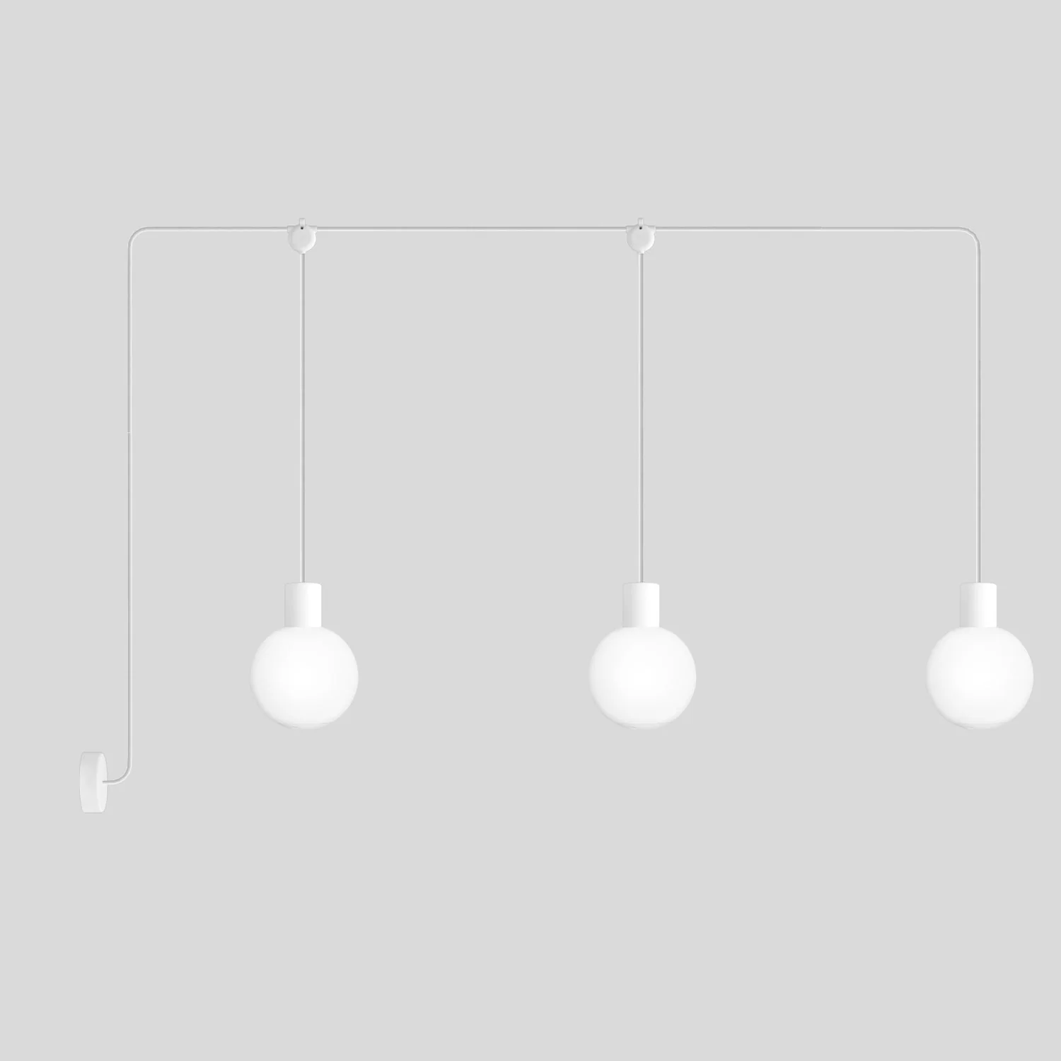 Modulair outdoor lamp IP65 with 3 drops and unbreakable Unbreak-a-Ball lampshades - White