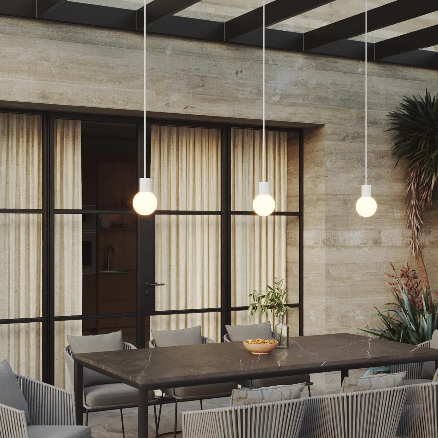 Modulair outdoor lamp IP65 with 3 drops and unbreakable Unbreak-a-Ball lampshades - White - Image 2