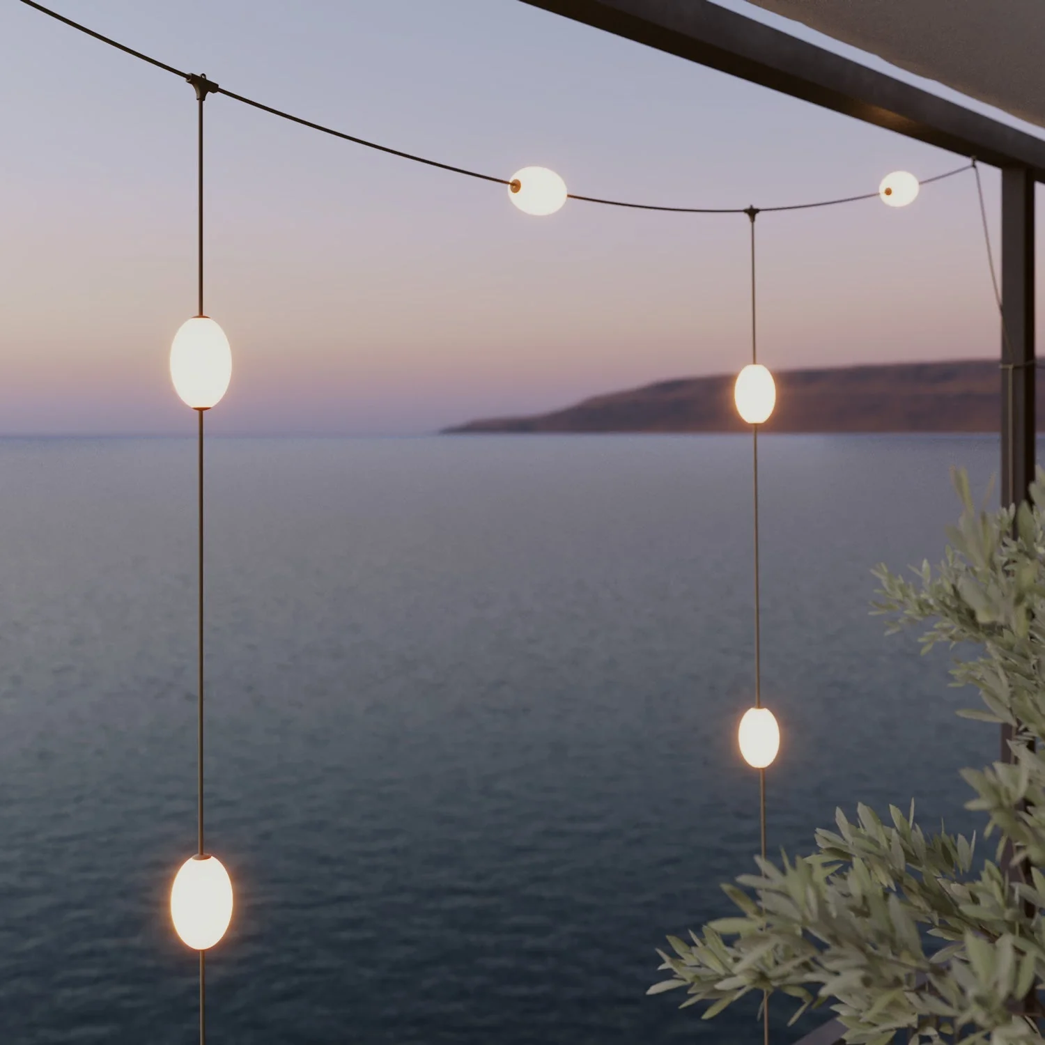 Outdoor Net String Light 7-Light for wet locations Olive Green, power supply with US plug - Marina GRID - Image 3