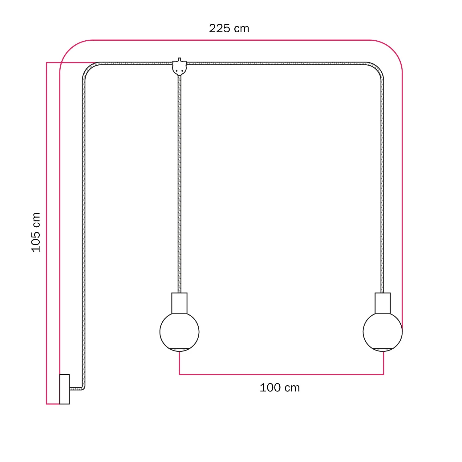 Outdoor pendant lamp Modulair IP65 with 2 drops and unbreakable Unbreak-a-Ball lampshades - White - Image 5