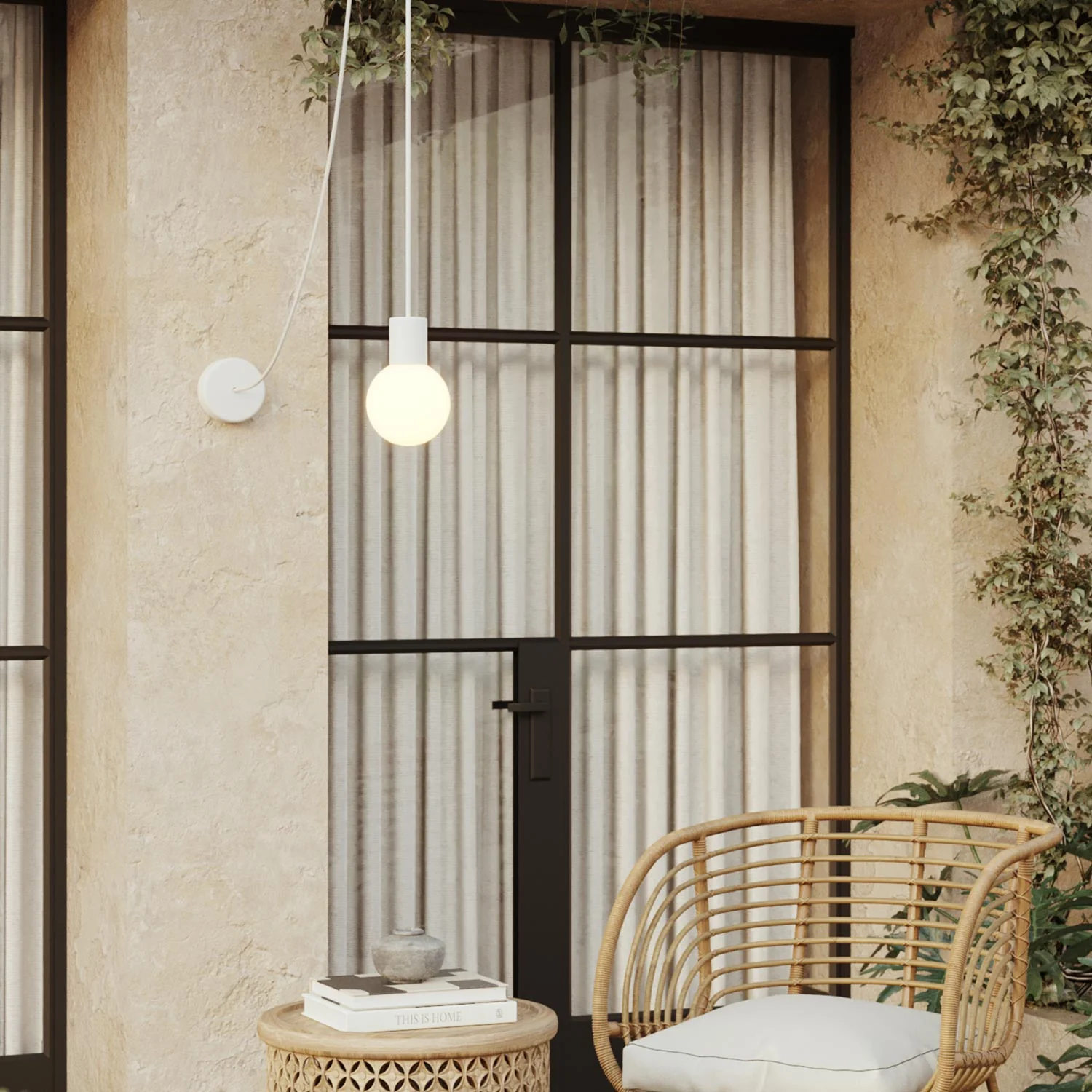 Modulair IP65 outdoor pendant lamp with unbreakable Unbreak-a-Ball lampshade – White - Image 2