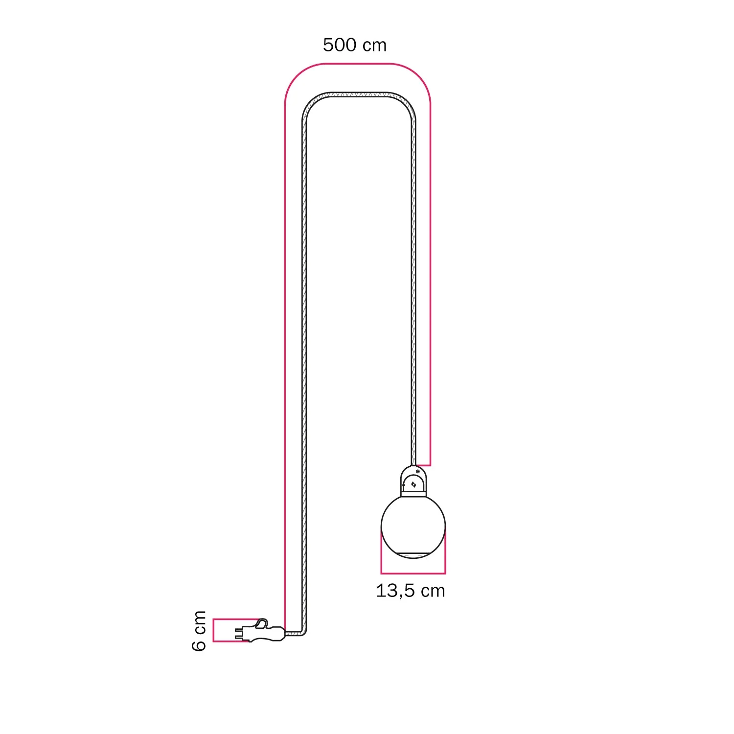 Modulair IP65 outdoor plug-in lamp with Unbreak-a-Ball unbreakable lampshade and SM09 cable - Image 5