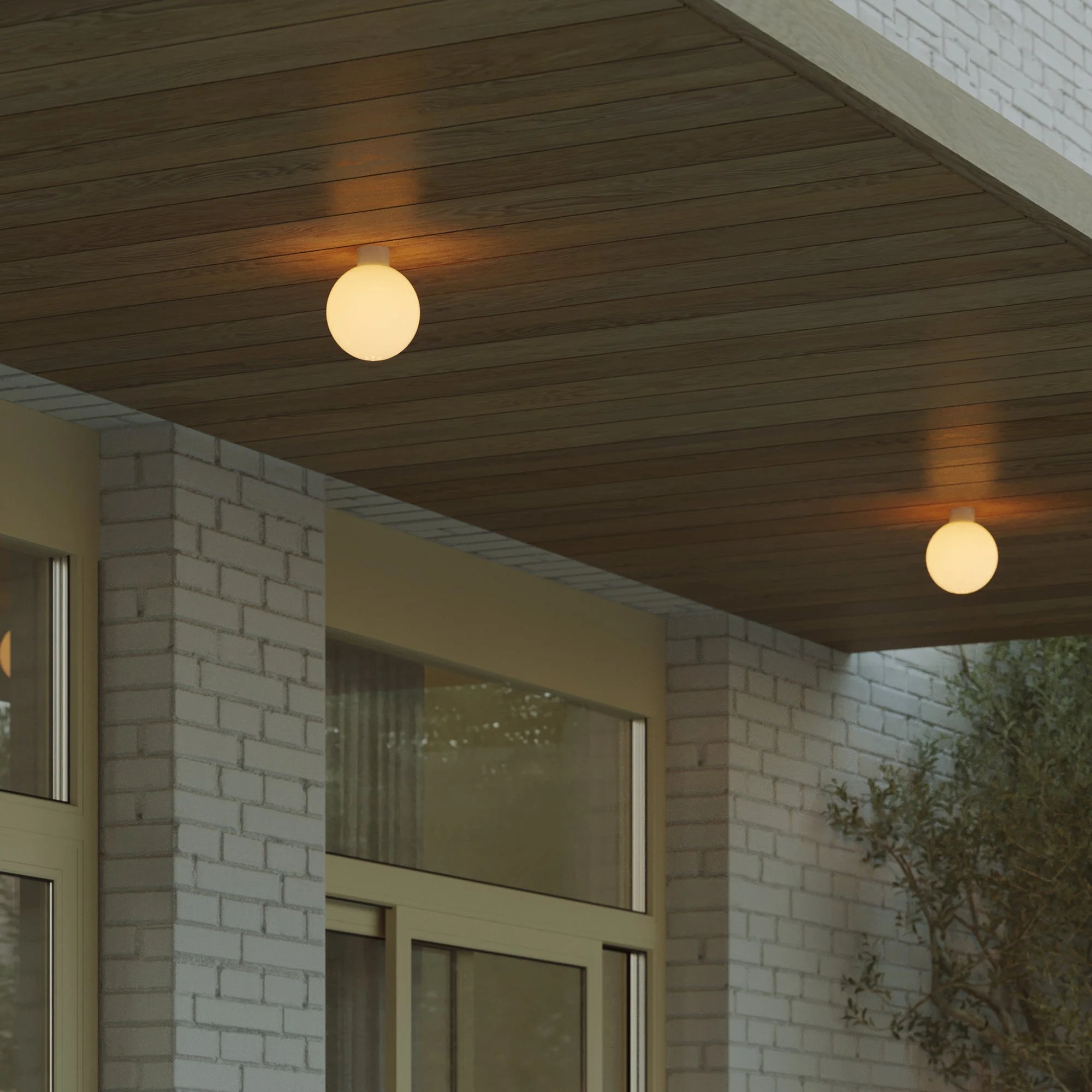 Outdoor IP44 White wall light with Unbreak-a-Ball unbreakable globe Lampshade - IO - Image 4