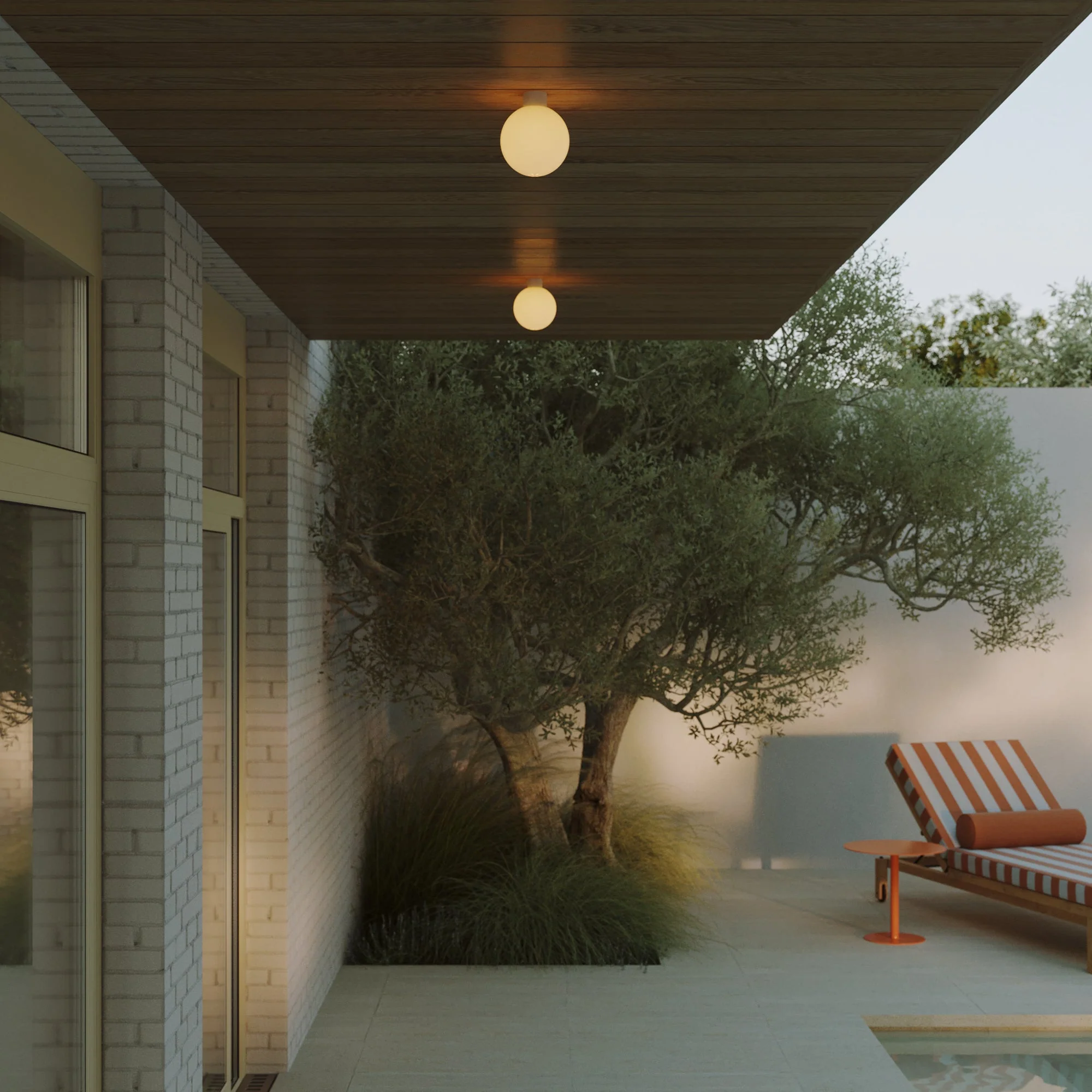 Outdoor IP44 White wall light with Unbreak-a-Ball unbreakable globe Lampshade - IO - Image 5