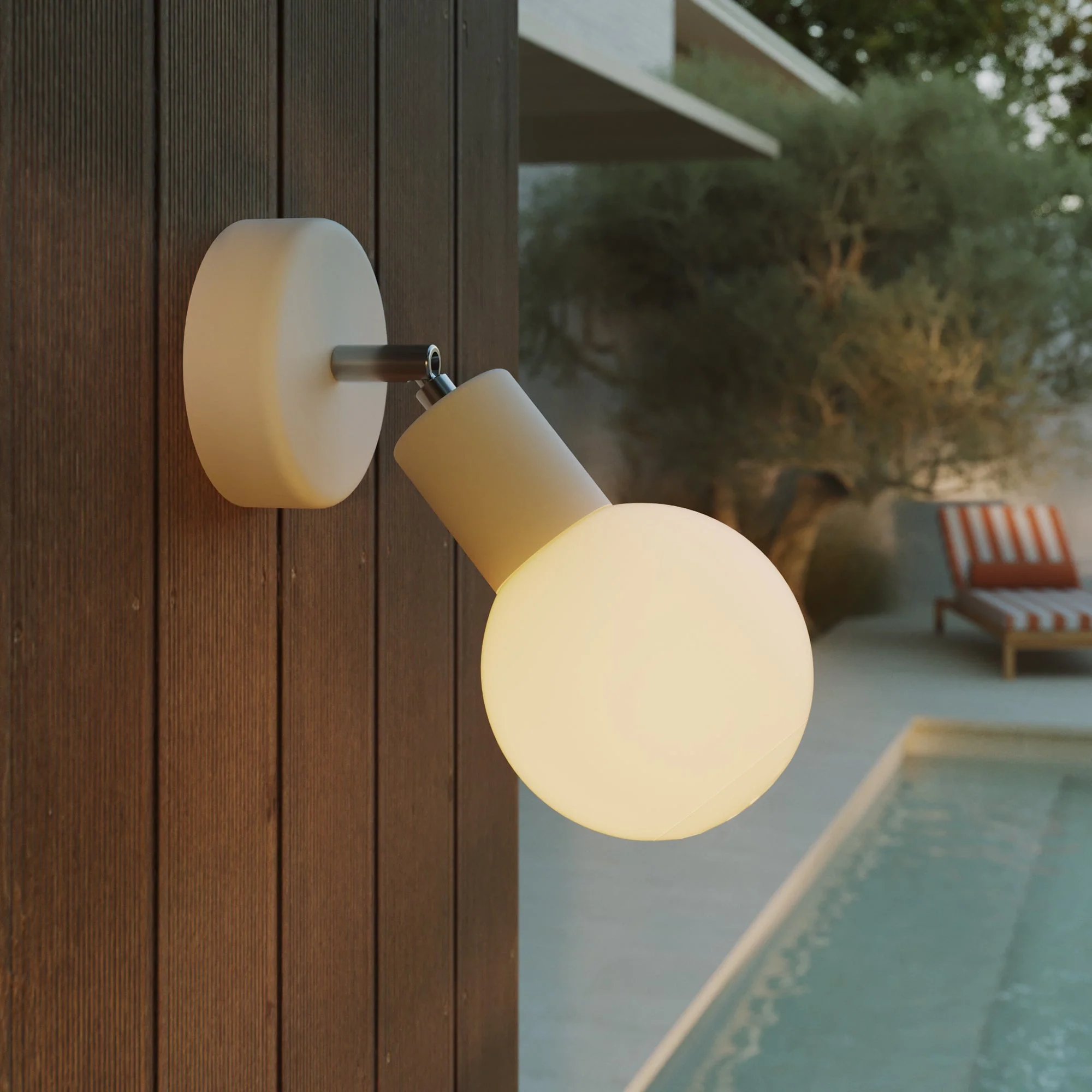 Outdoor Modulair IP65 wall light with adjustable joint and Unbreak-a-Ball unbreakable globe Lampshade - White - Image 3