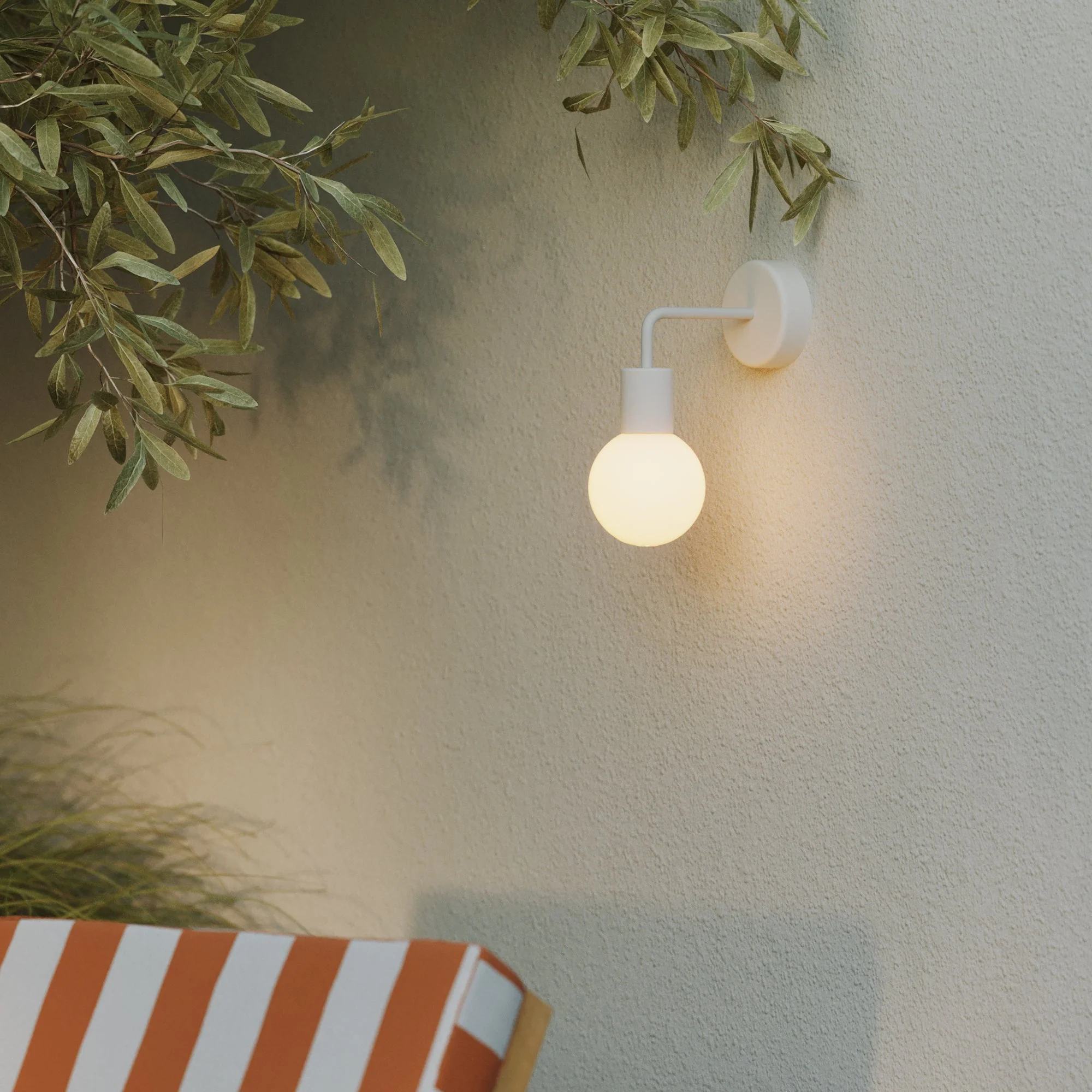 Outdoor Modulair IP65 wall light with L-shaped extension and Unbreak-a-Ball unbreakable globe Lampshade - White - Image 2