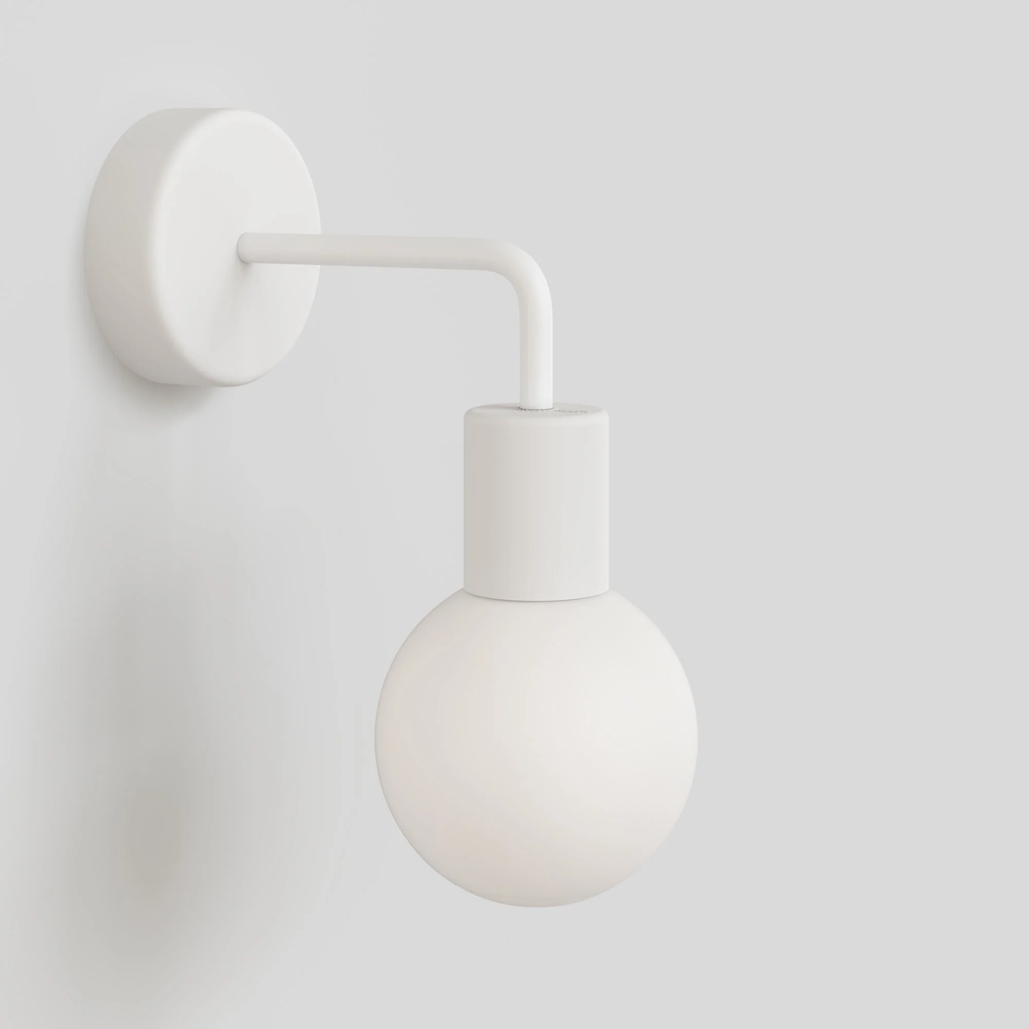 Outdoor Modulair IP65 wall light with L-shaped extension and Unbreak-a-Ball unbreakable globe Lampshade - White - Image 4