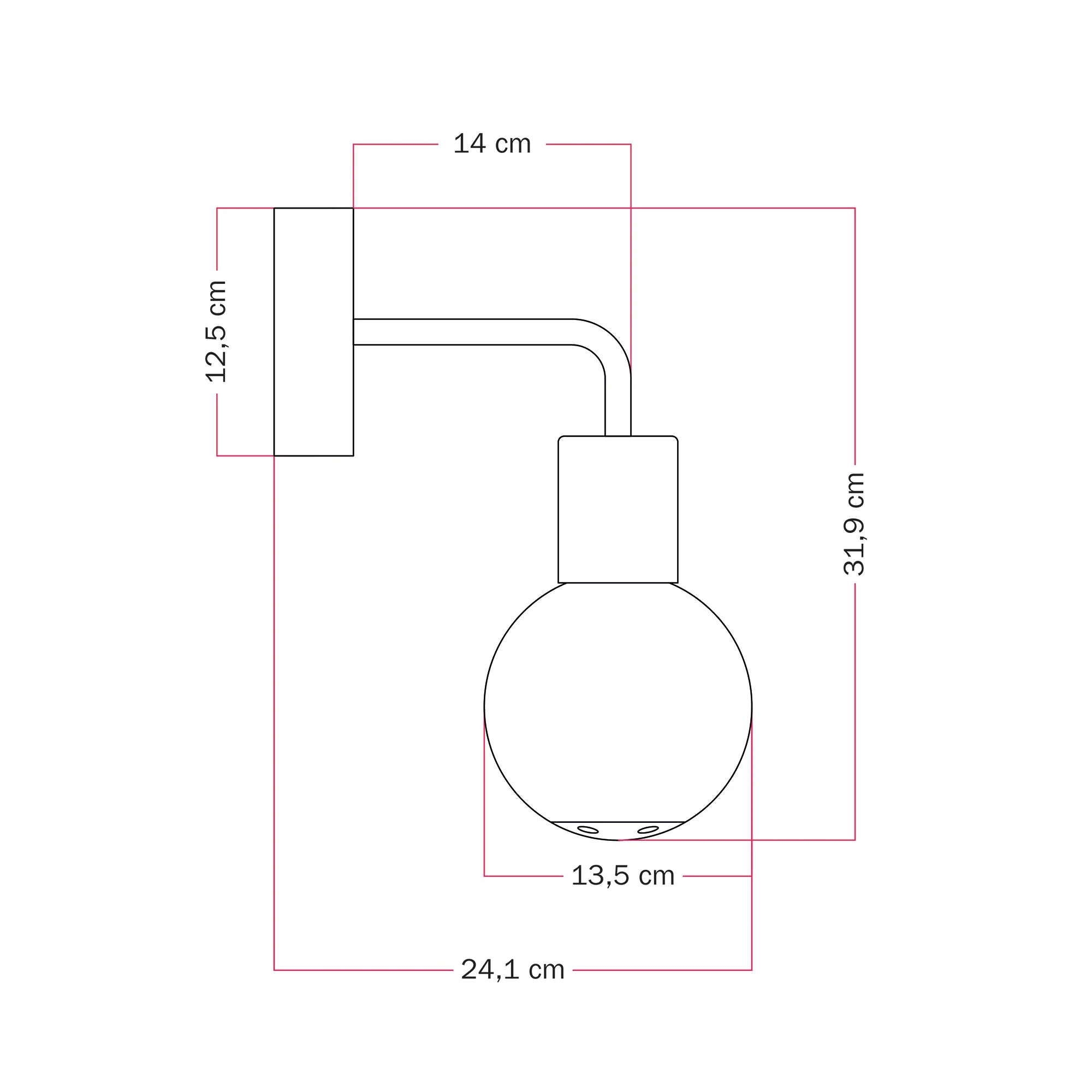 Outdoor Modulair IP65 wall light with L-shaped extension and Unbreak-a-Ball unbreakable globe Lampshade - White - Image 7