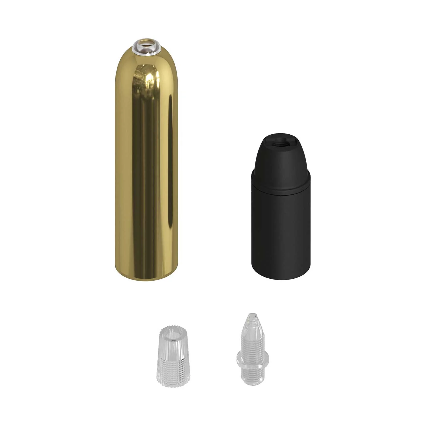 P-Light, E14 metal lamp holder kit with concealed cable clamp - Brass - Image 2