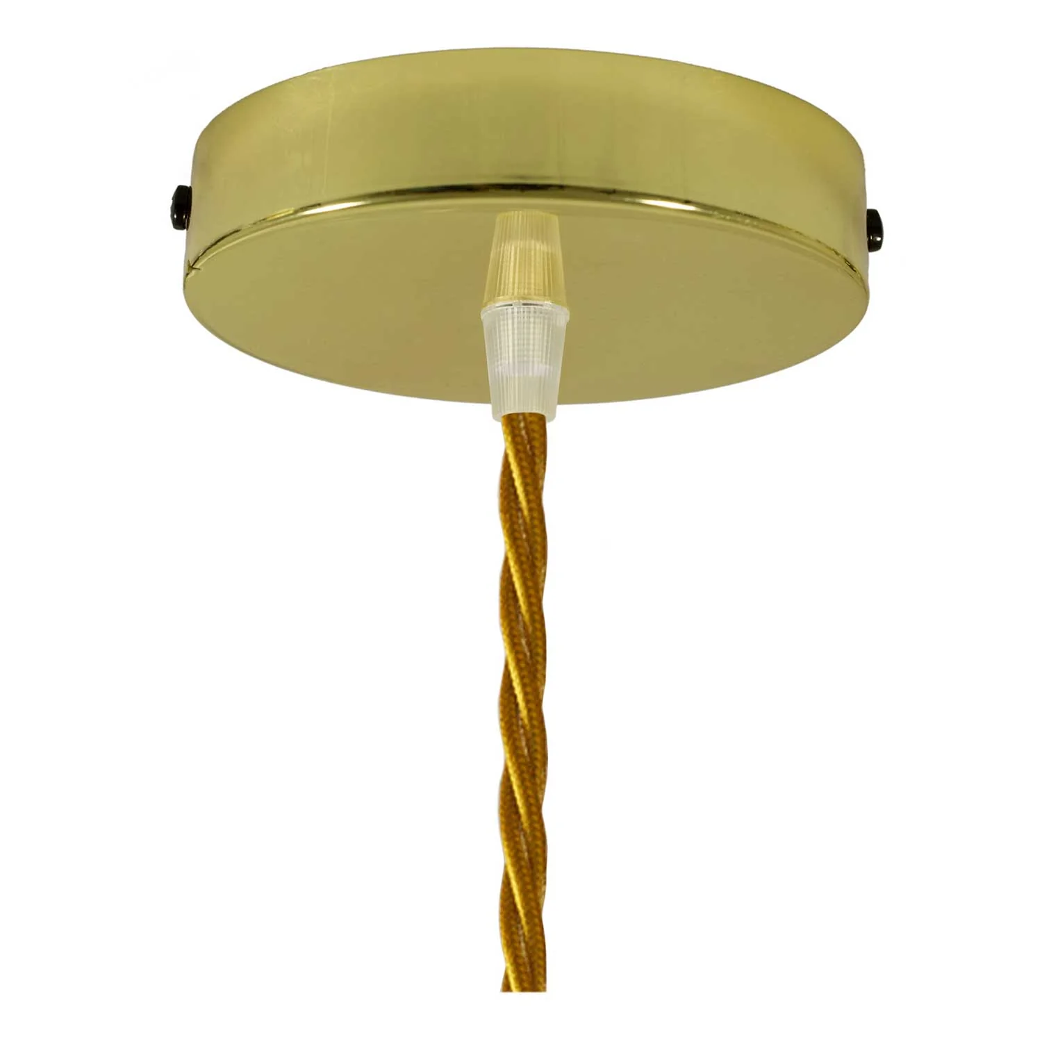 Suspension lamp complete with textile cable, Drop cage lampshade and metal finishes - Brass - Image 2
