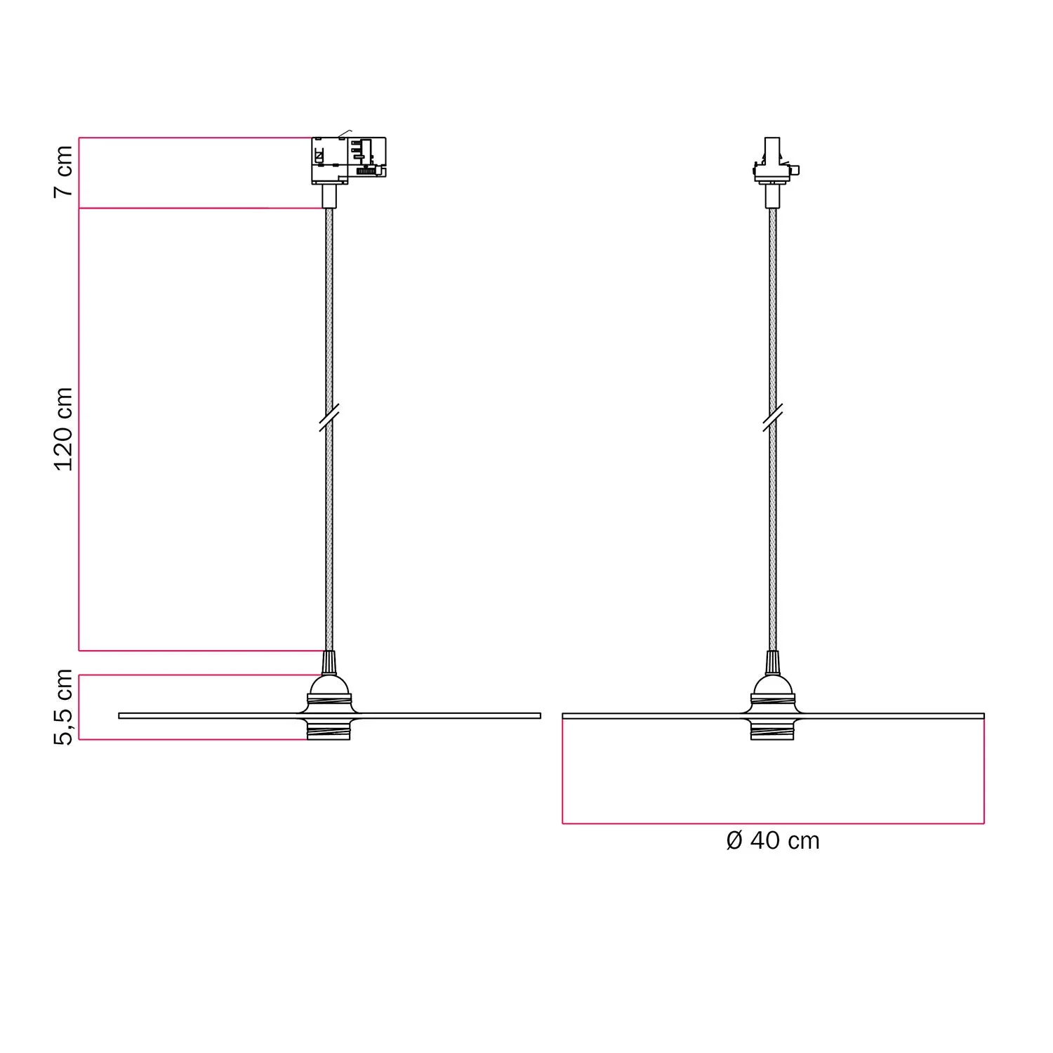 Pendant lamp for tracks with XL Ellepi lampshade - Copper - Image 6