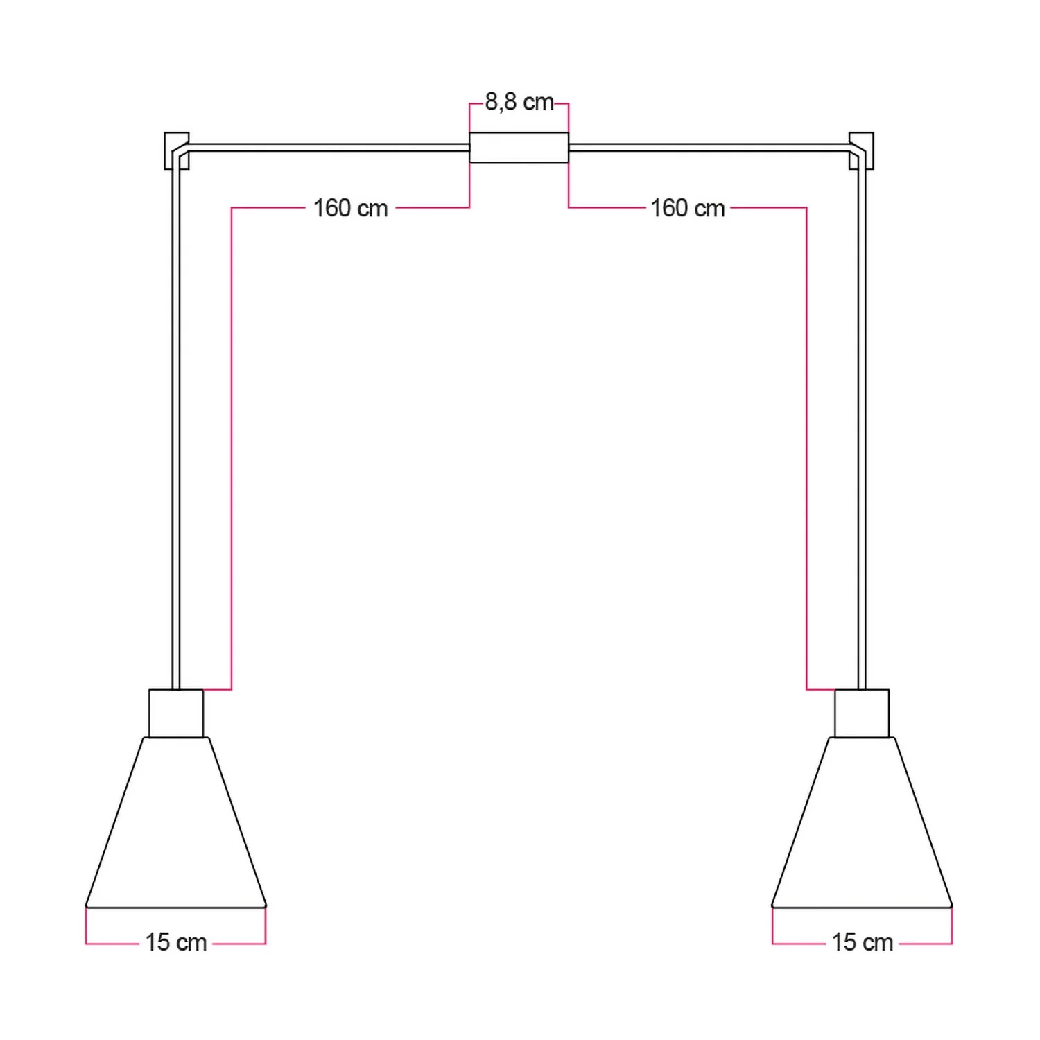 Pendant lamp with two drops and conical Lampshades in wood β Satin copper - Image 4