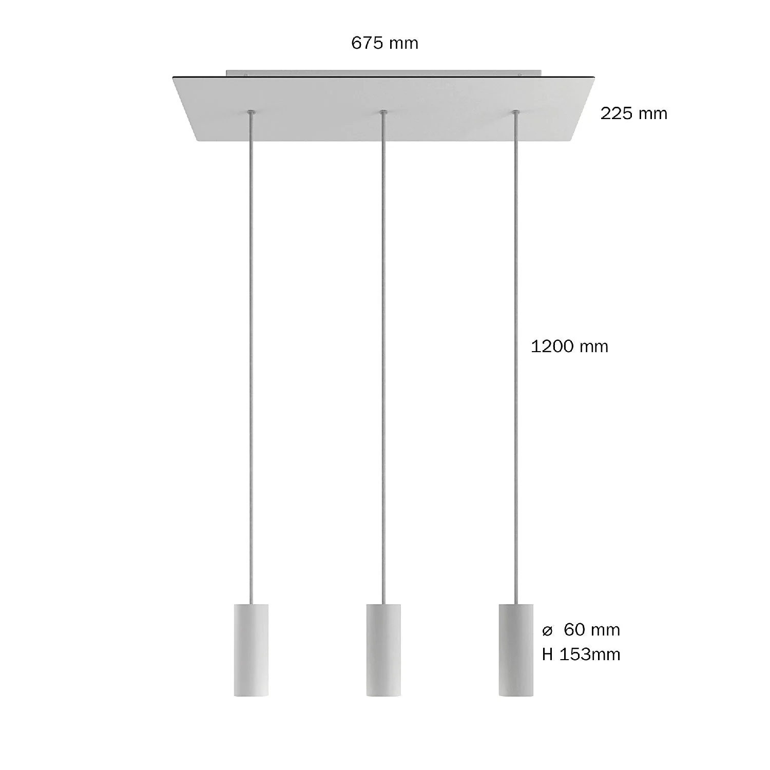3-drop pendant lamp with XXL Rose-One rectangular 675 mm ceiling rose and Tub-E14 metal lampshade - Satin copper - Image 6