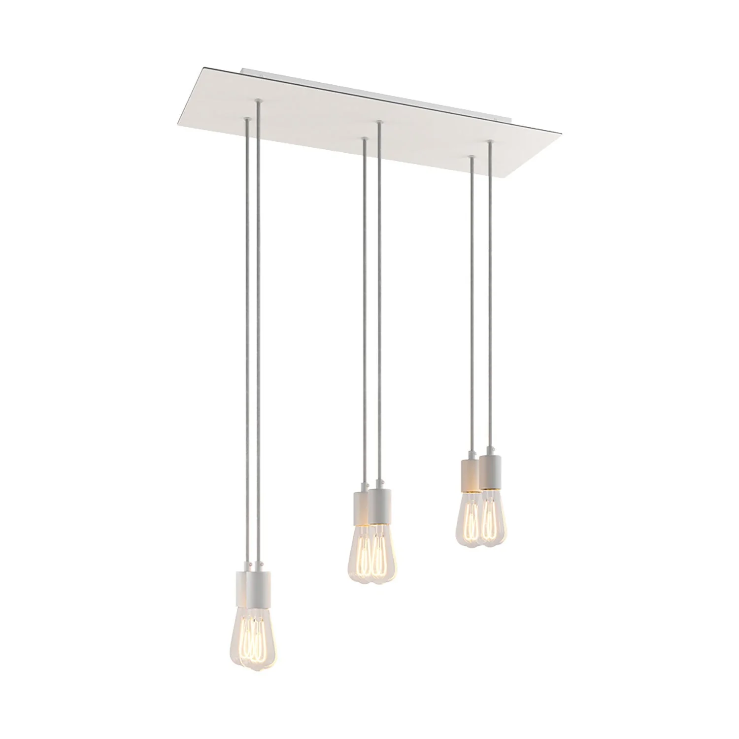 6-drop pendant lamp with XXL rectangular Rose-One 675 mm with metal finishes - Matt white