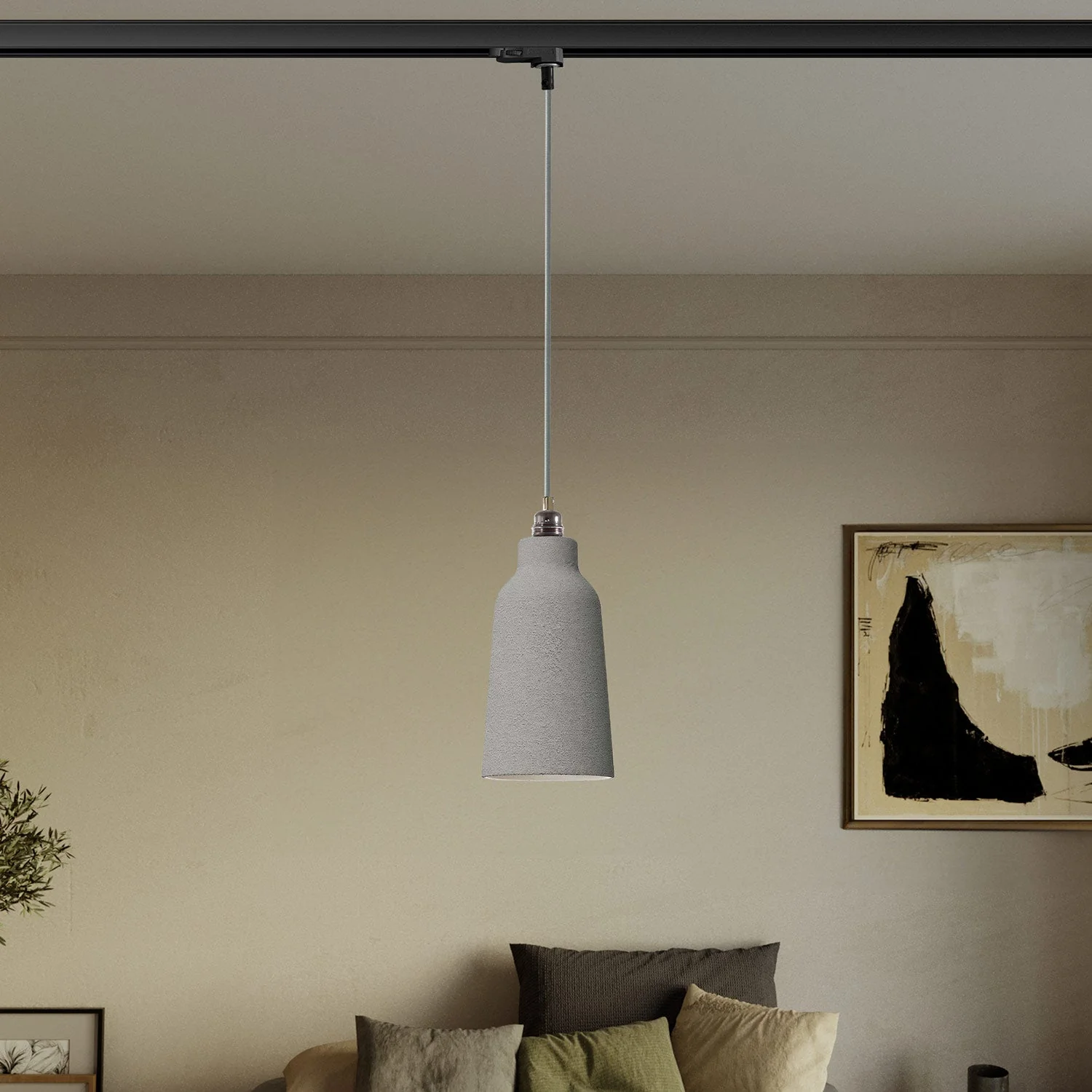 Pendant lamp with Bottle lampshade and track adapter β Concrete effect - Image 2