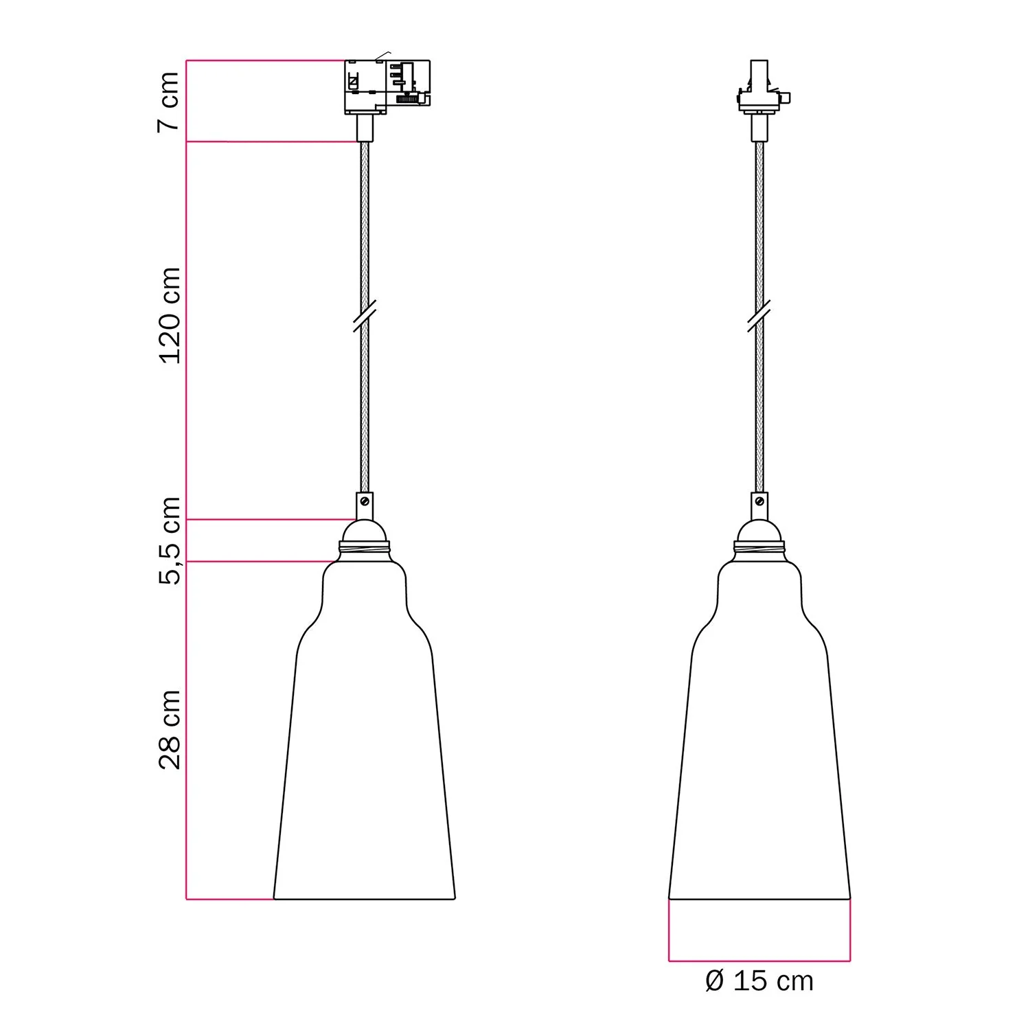 Pendant lamp with Bottle lampshade and track adapter β Concrete effect - Image 6