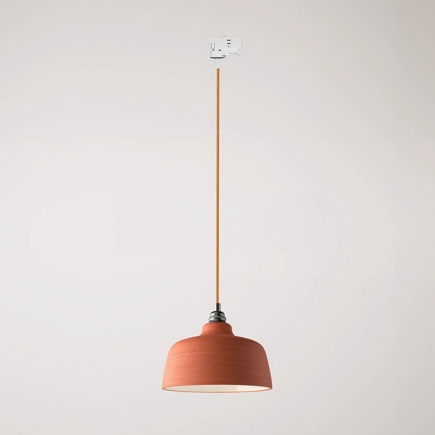 Pendant lamp with Coppa lampshade and track adapter - Striated Coral