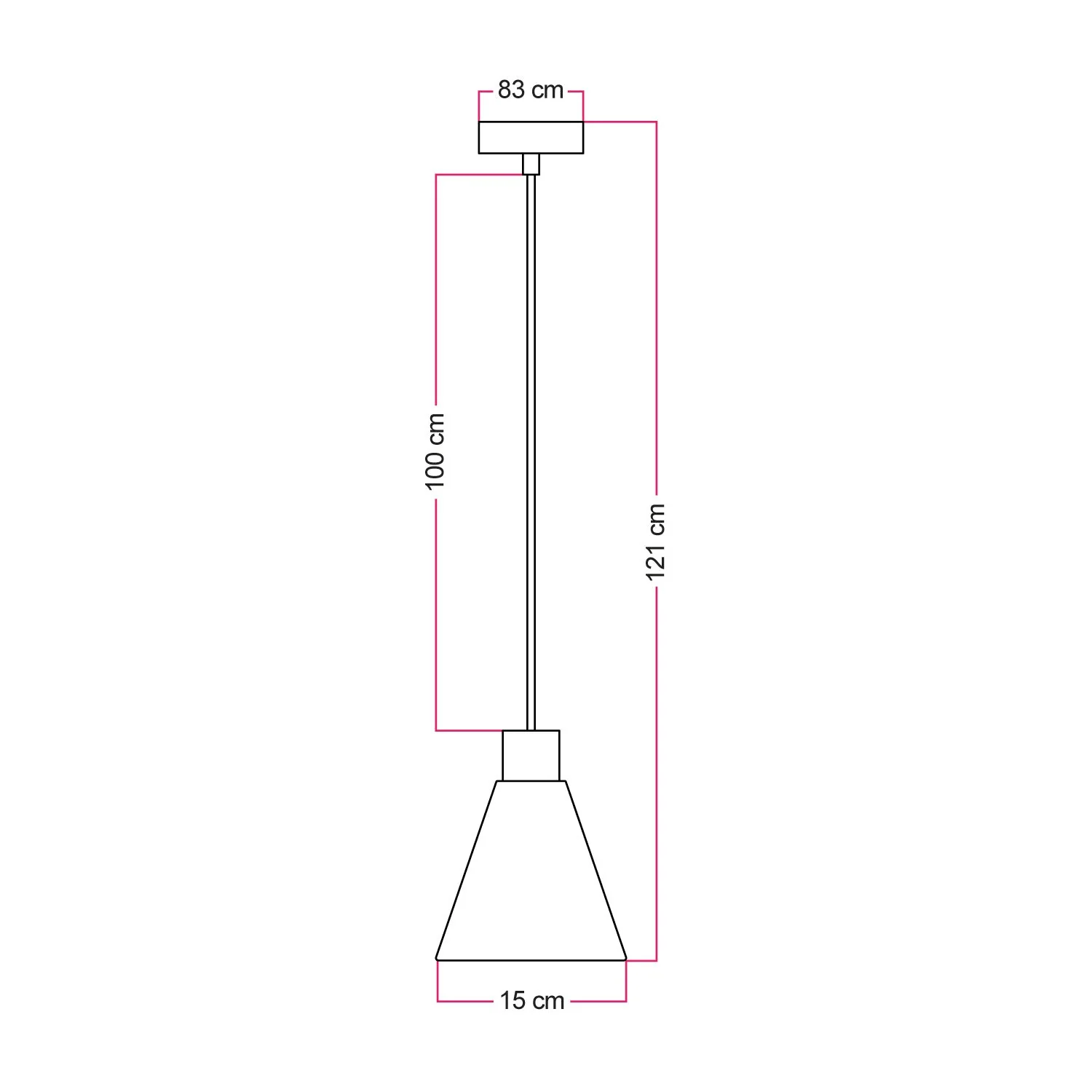 Pendant lamp with conical wooden lampshade - Satin titanium - Image 4