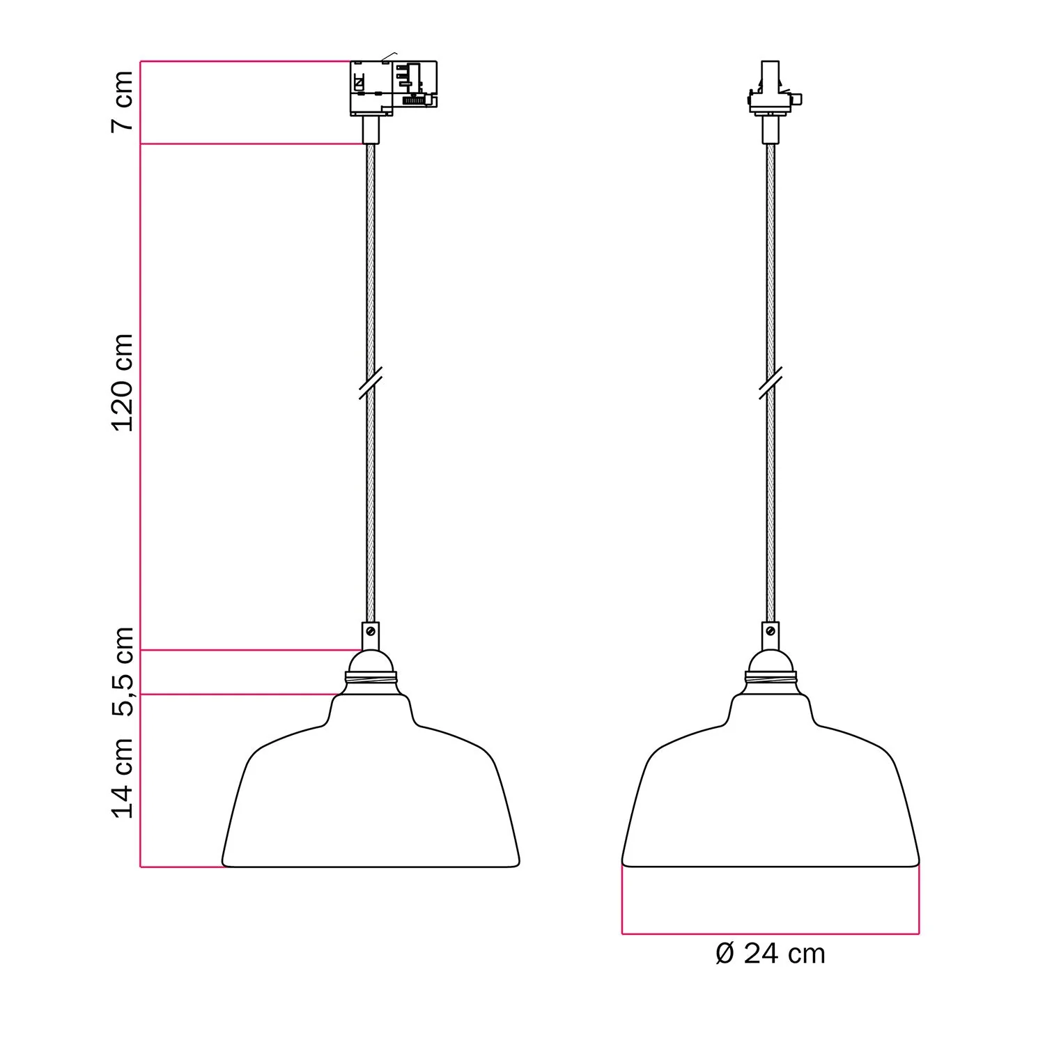 Pendant lamp with Coppa lampshade and track adapter - Corten effect - Image 6