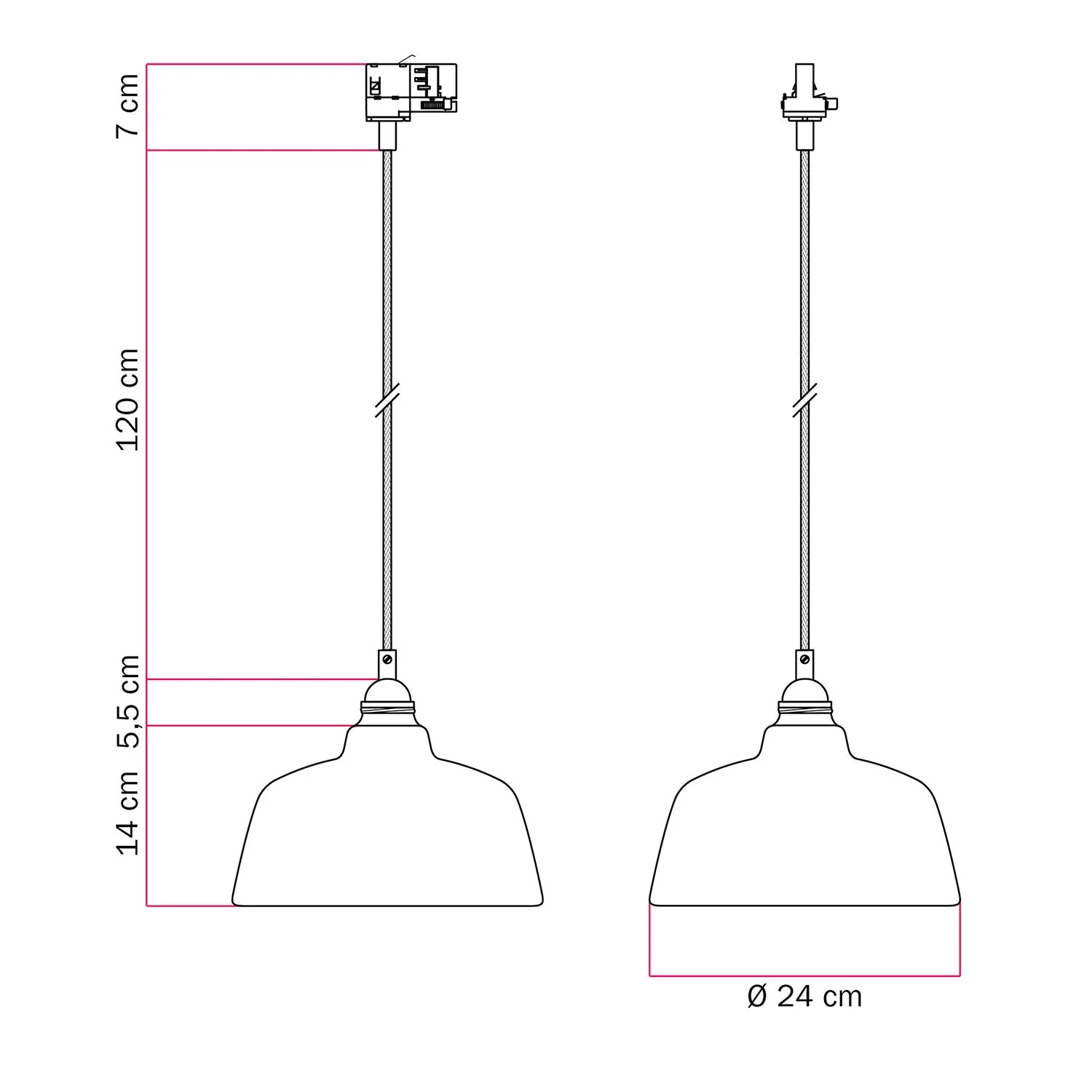 Pendant lamp with Coppa lampshade and track adapter – Striated dove grey - Image 6