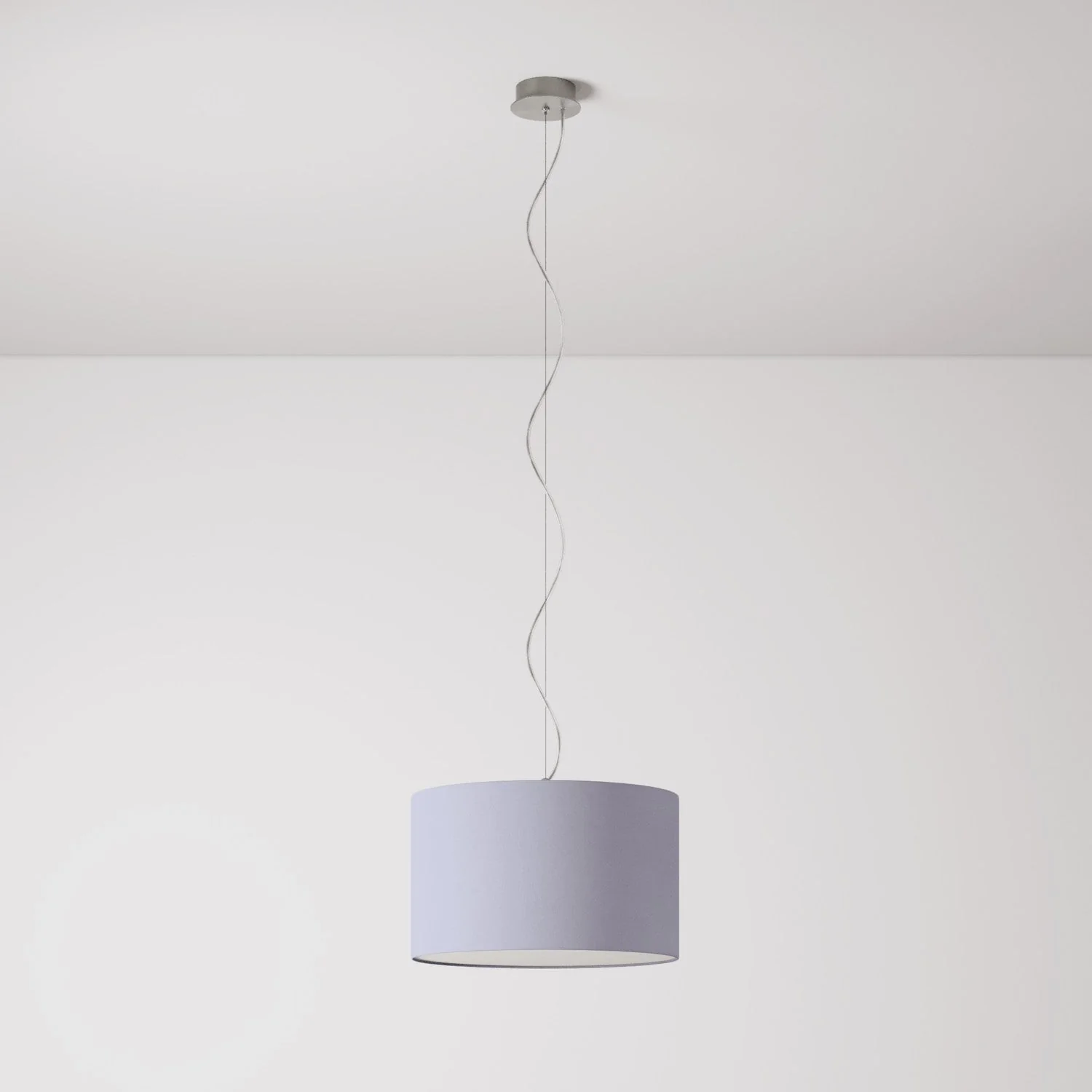Pendant lamp with Cylinder Lampshade in fabric Small - Made in Italy - Lilac Canvas - Image 7