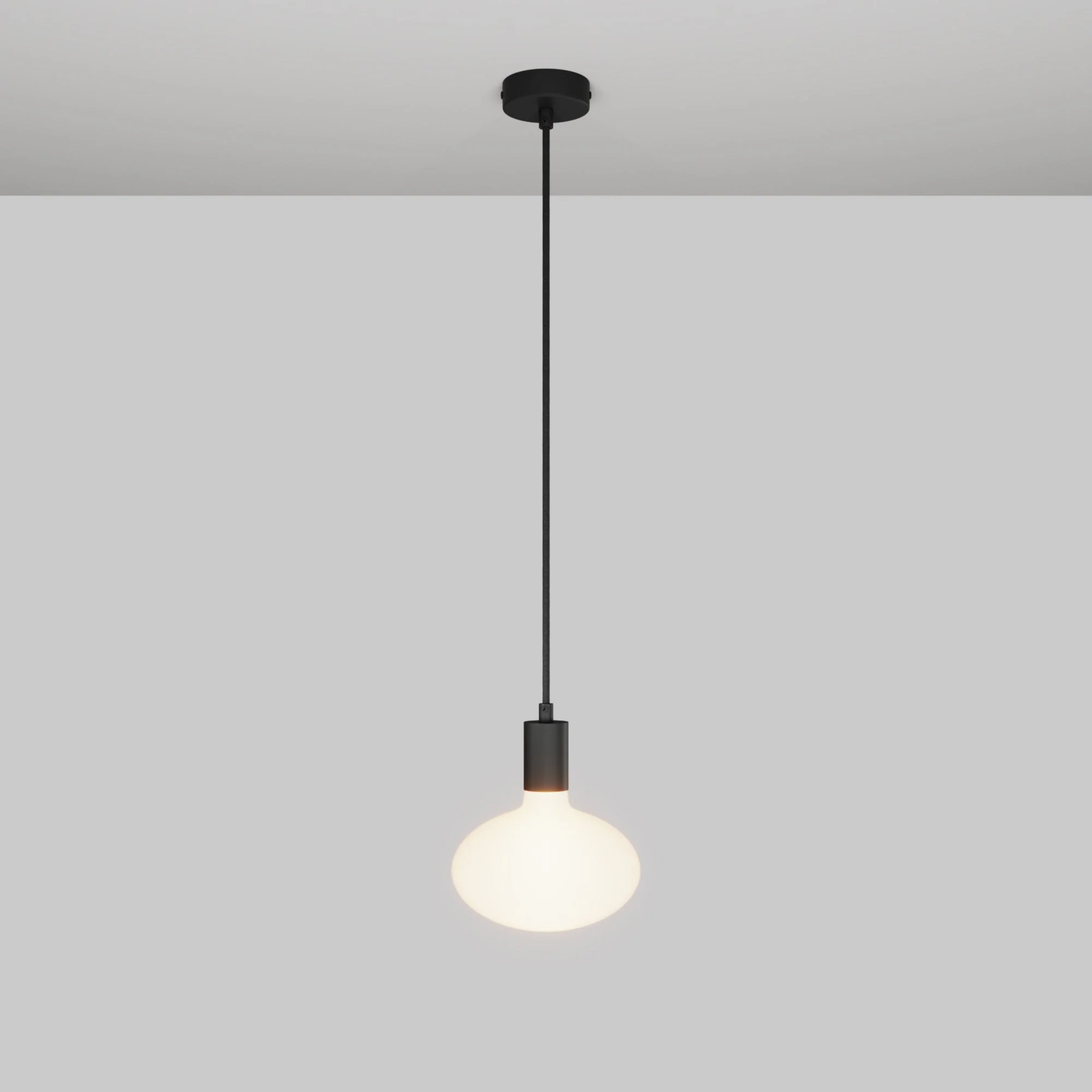 Pendant lamp with Ellipse LED Light bulb porcelain effect - Matte Black