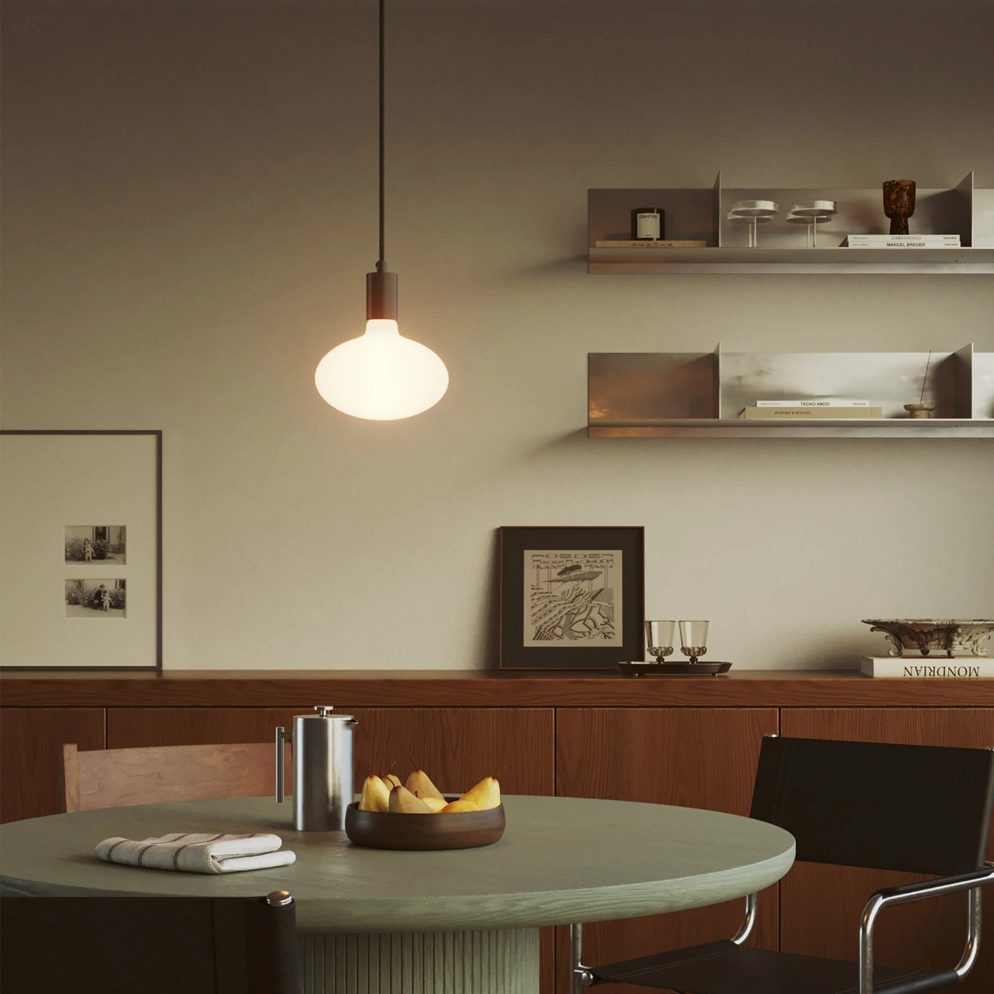Pendant lamp with Ellipse LED Light bulb porcelain effect - Matte Black - Image 2