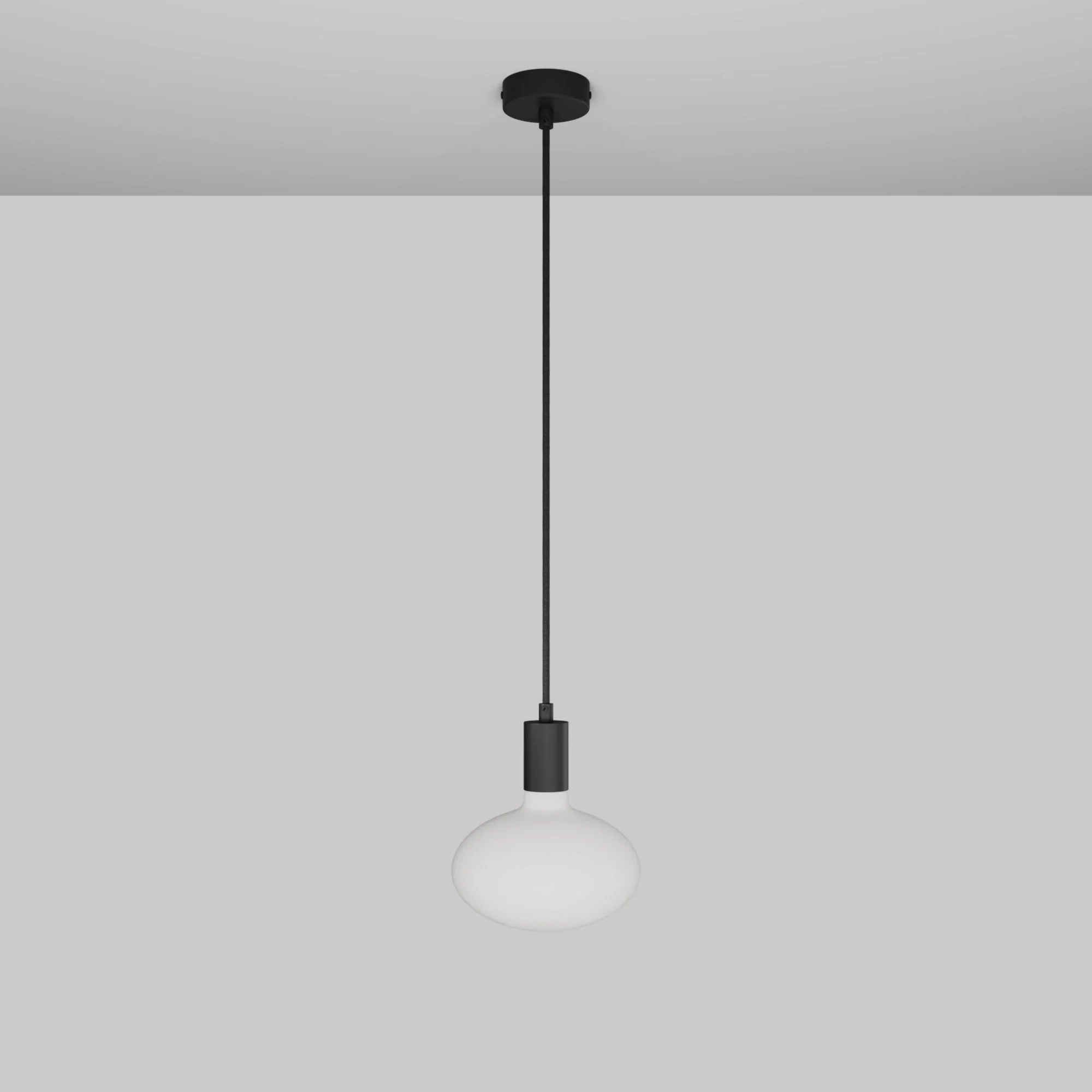 Pendant lamp with Ellipse LED Light bulb porcelain effect - Matte Black - Image 3