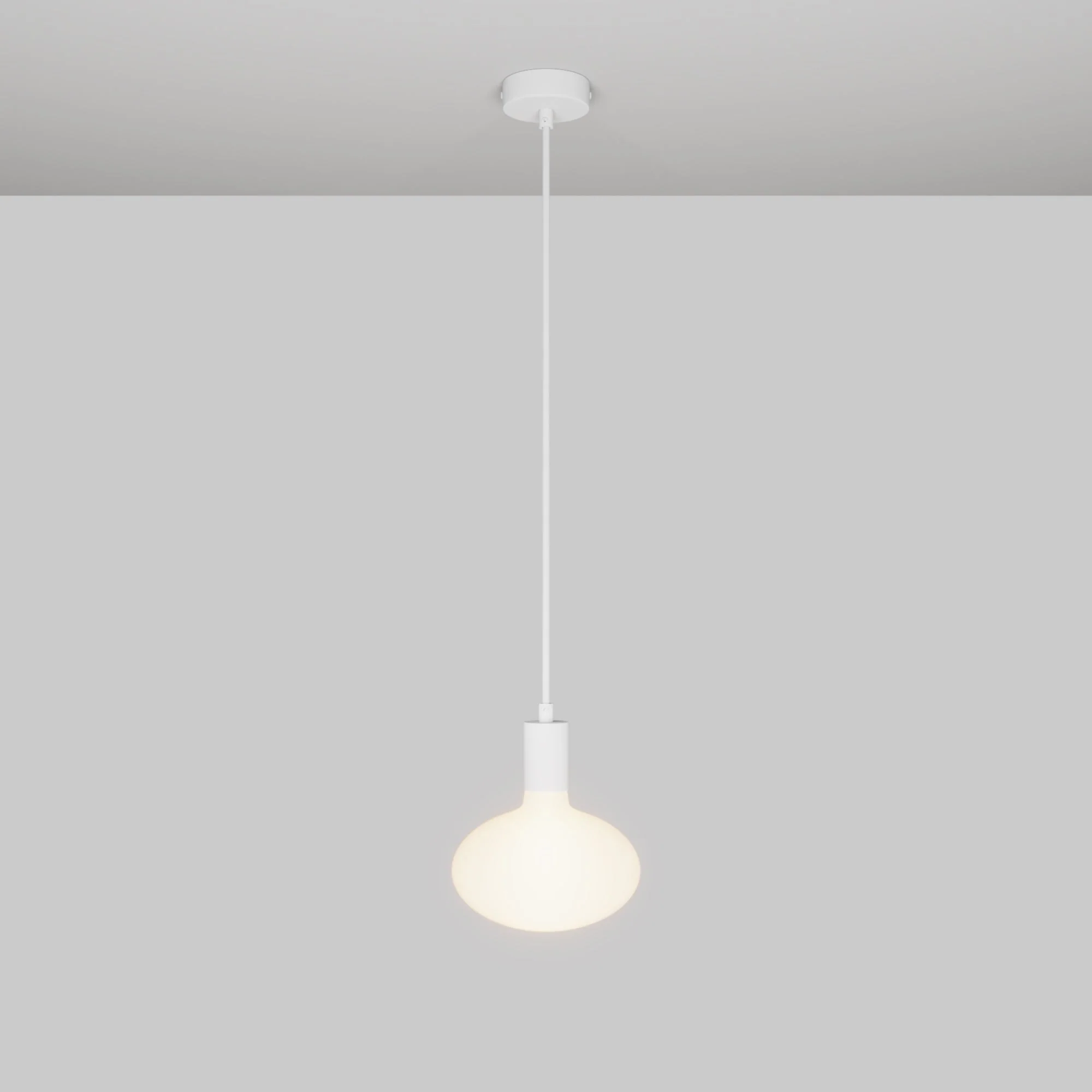 Pendant lamp with LED Ellipse porcelain effect light bulb - Matte White
