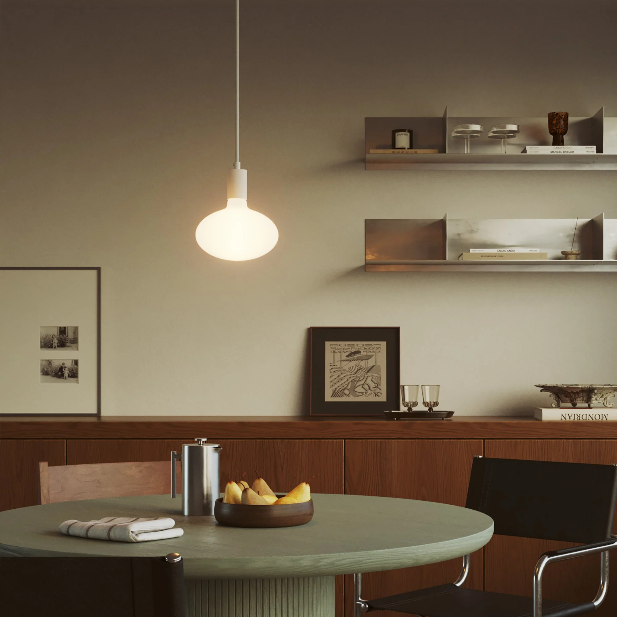 Pendant lamp with LED Ellipse porcelain effect light bulb - Matte White - Image 2