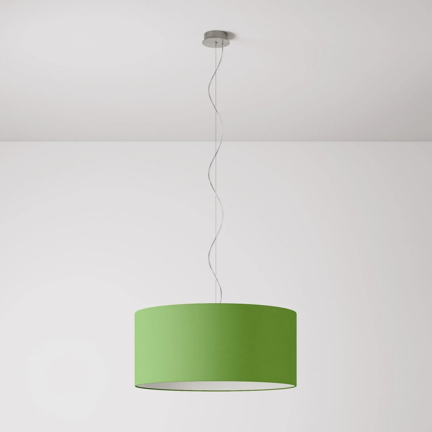 Pendant lamp with Cilindro Large fabric lampshade - Made in Italy - Cinette Pistachio Green