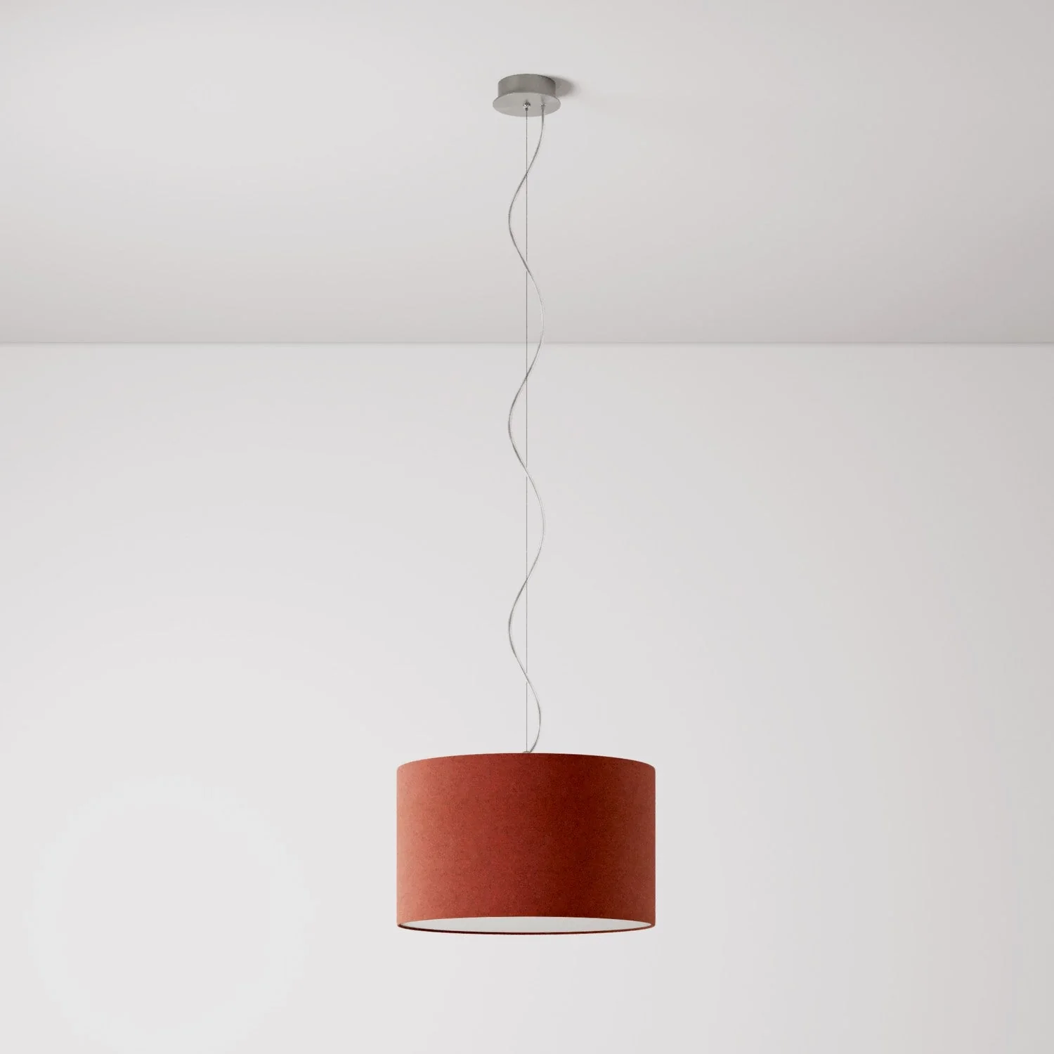 Pendant lamp with Cilindro Small fabric lampshade - Made in Italy - Lobster Wool - Image 7