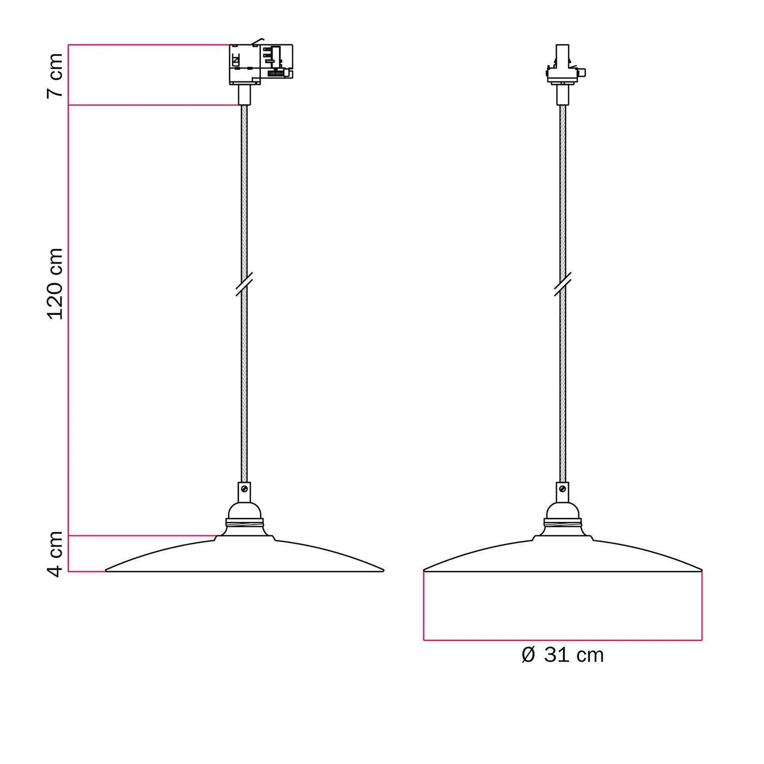 Pendant lamp with flat ceramic lampshade for tracks β Glossy white - Image 6