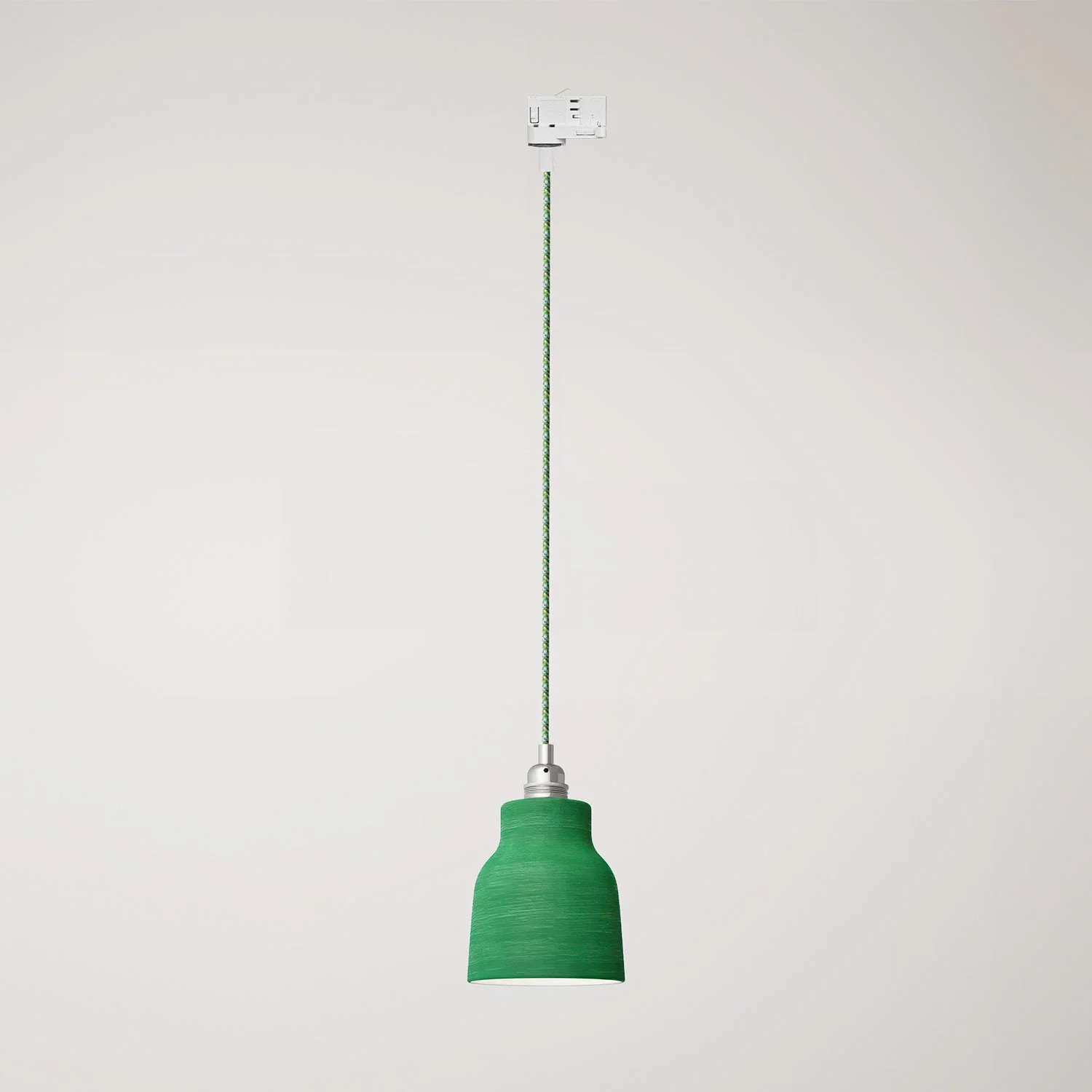 Pendant lamp with Vaso lampshade and track adapter - Striated Evergreen