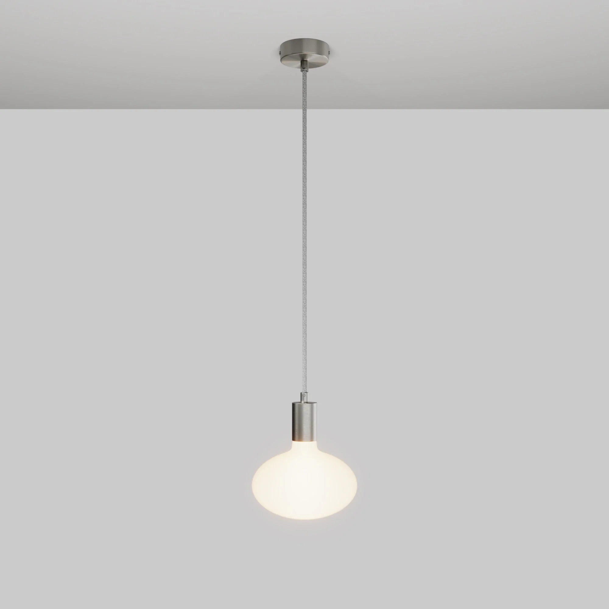 Pendant lamp with LED Ellipse porcelain effect light bulb - Satin titanium
