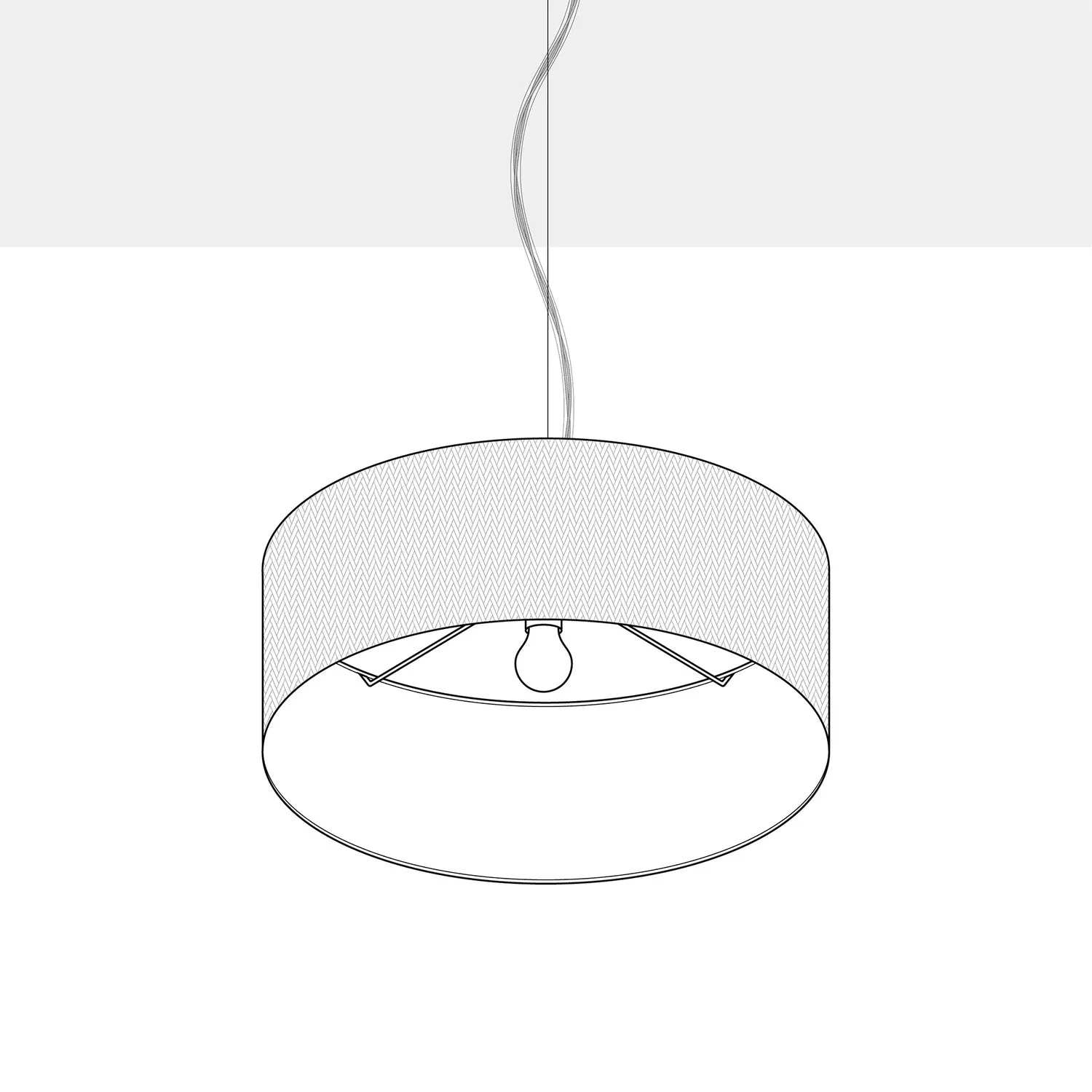 Pendant lamp with Cilindro Medium Teletta mandarin fabric lampshade - Made in Italy - Image 4