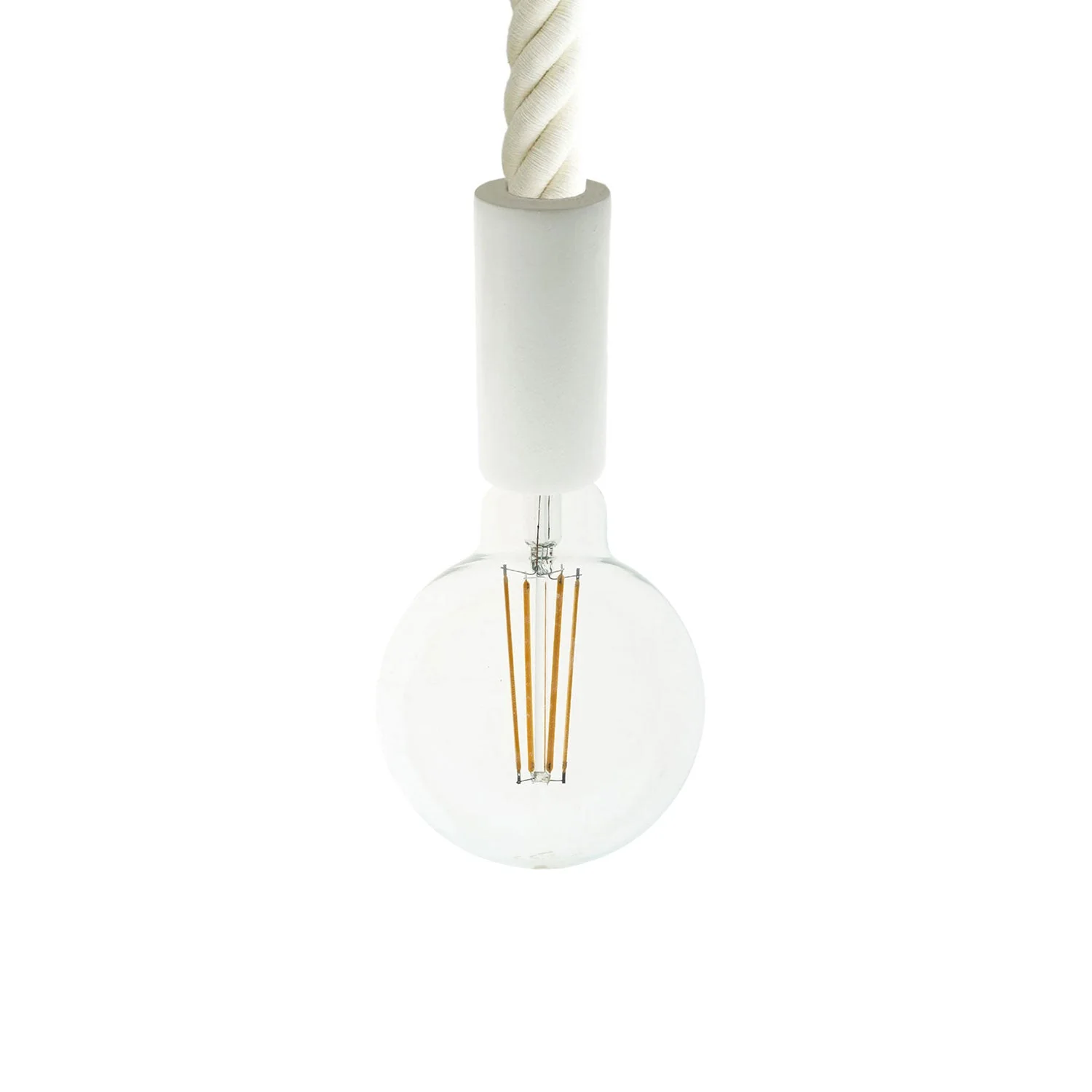 Pendant lamp complete with 3XL 30 mm nautical rope and painted wood finishes - White