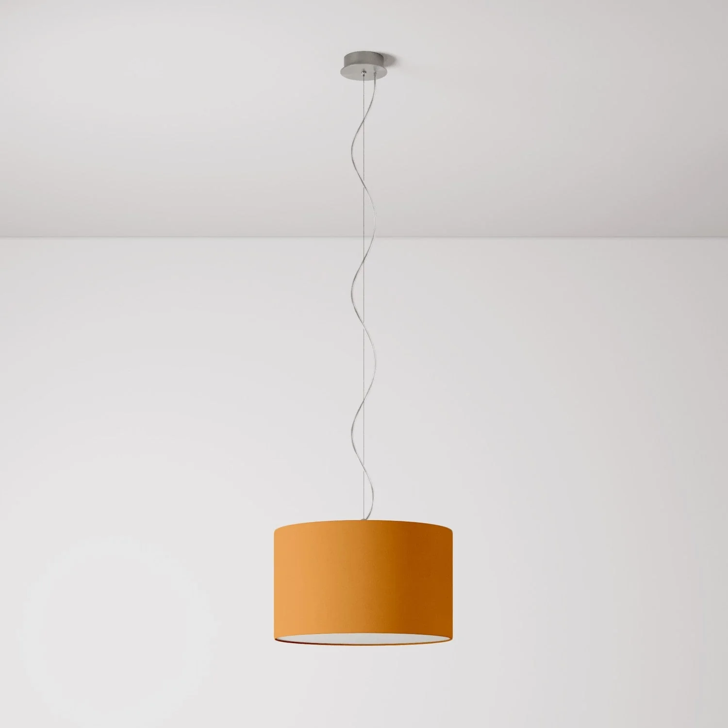 Pendant lamp with Cilindro Small Teletta mandarin fabric lampshade – Made in Italy - Image 7