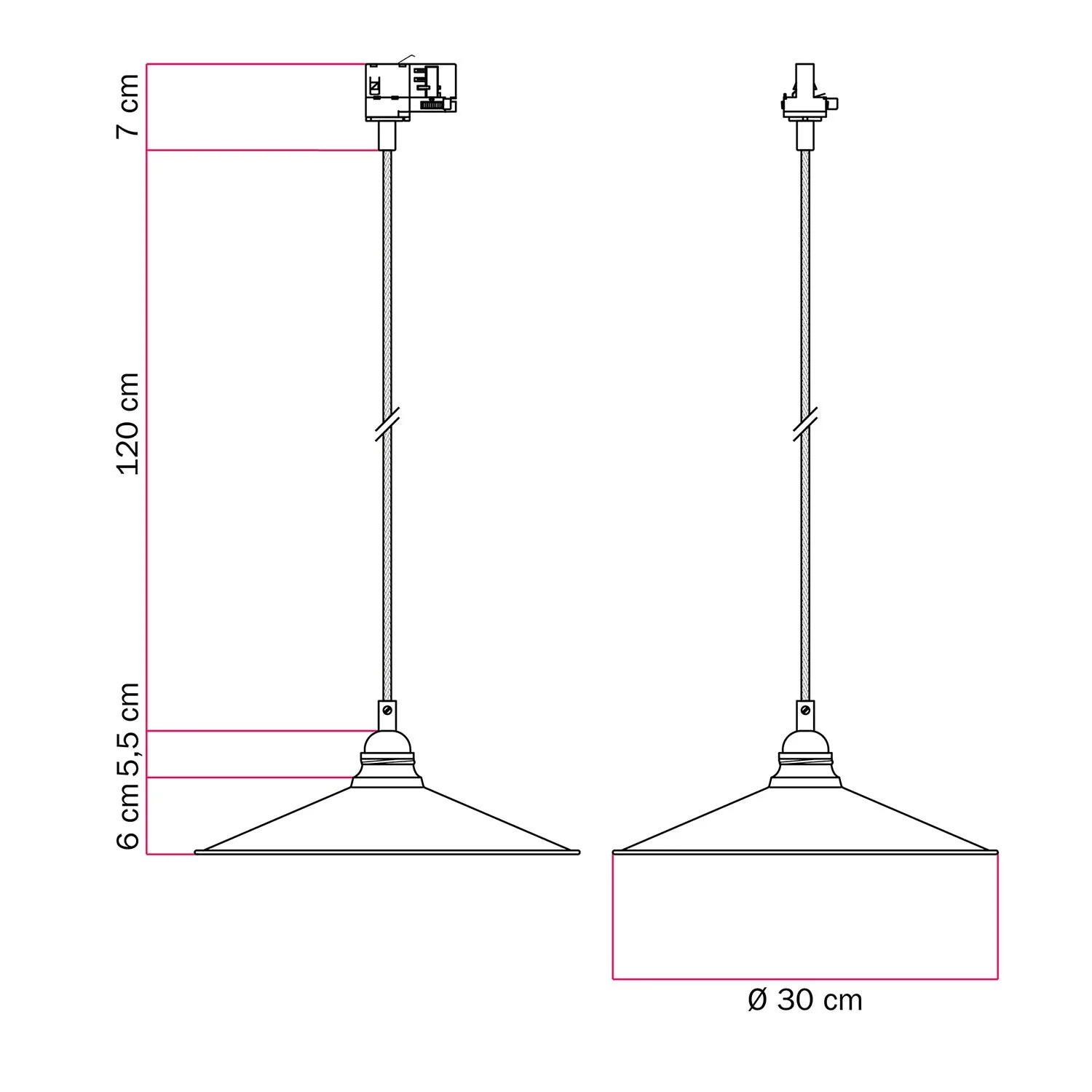 Pendant lamp with Swing lampshade for tracks - Copper - Image 6