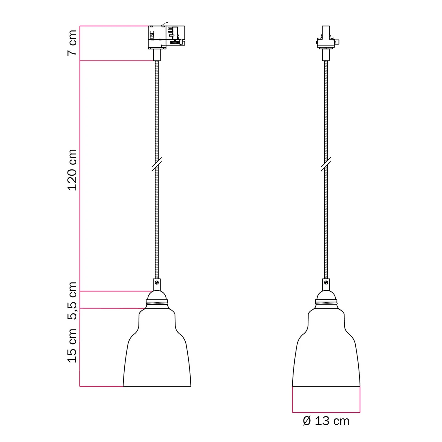 Pendant lamp with Vaso lampshade and track adapter - Concrete effect - Image 6