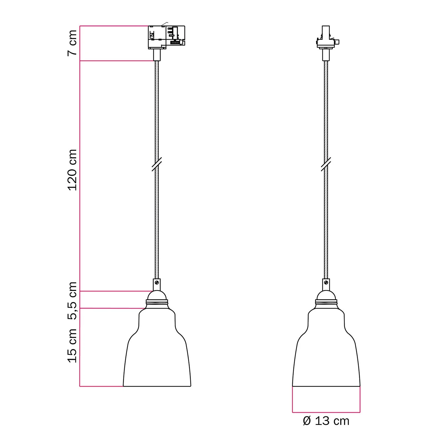 Pendant lamp with Vaso lampshade and track adapter - Corten effect - Image 6
