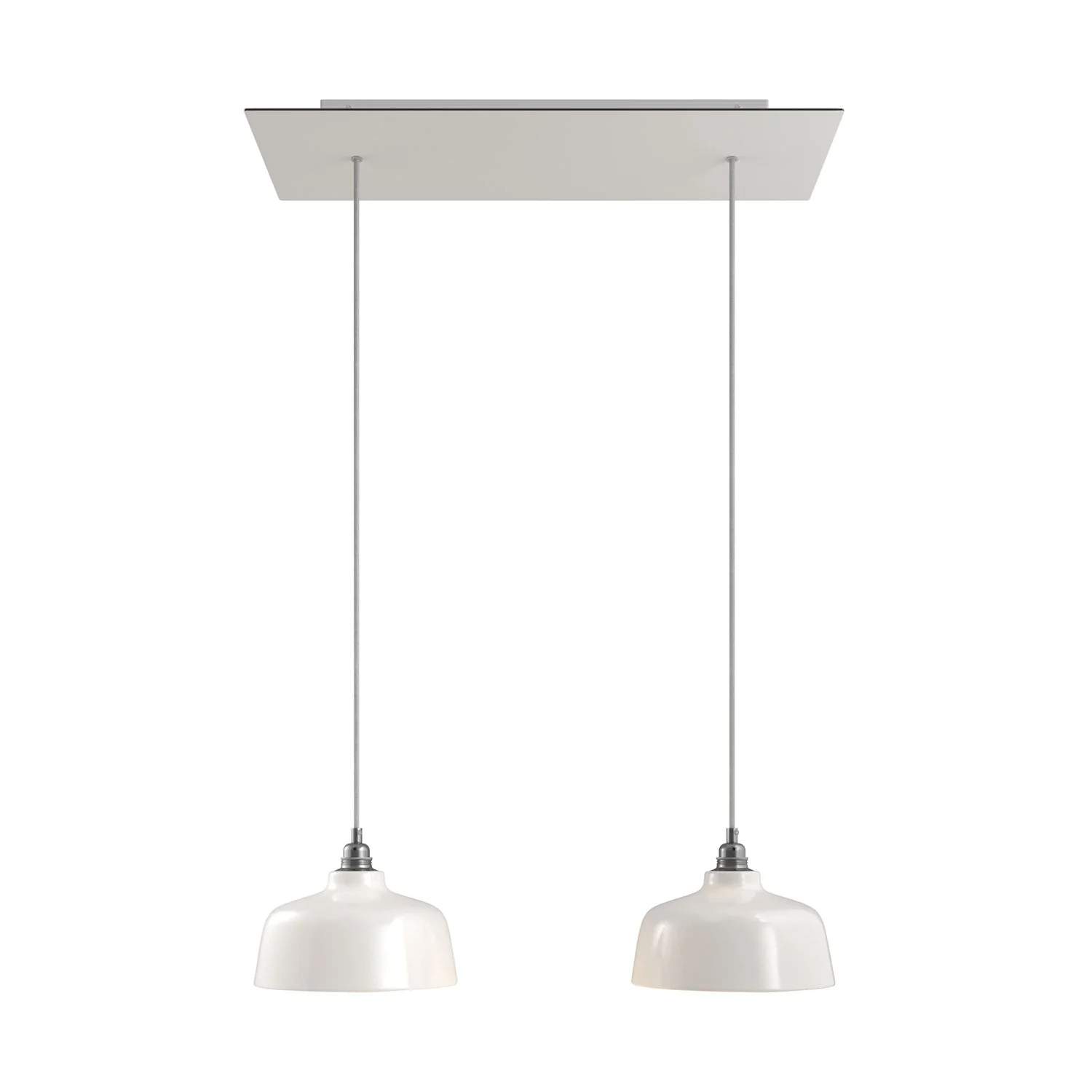 2-drop pendant lamp with XXL Rose-One rectangular 675 mm and Coppa lampshade - Matt white