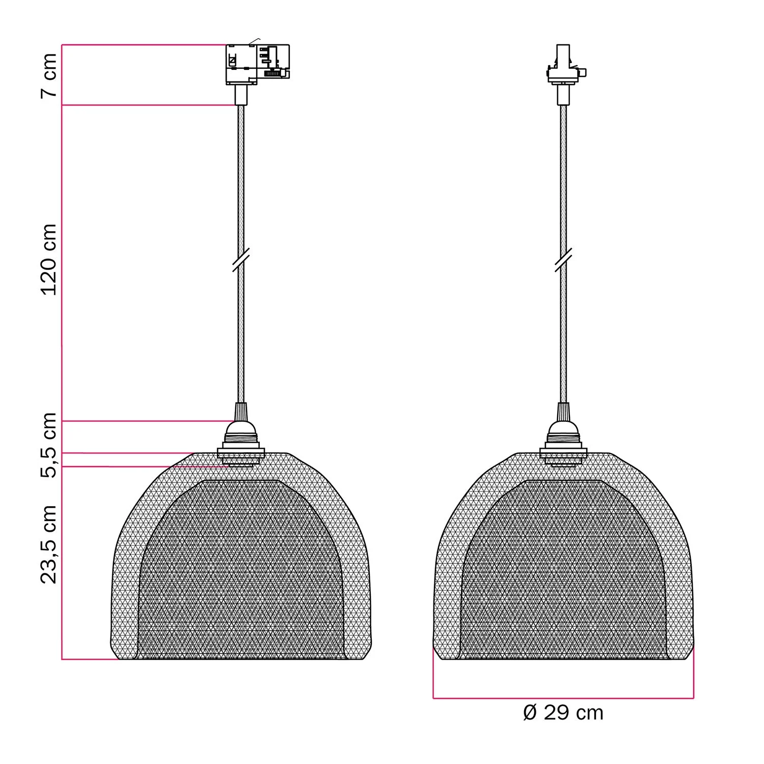 Ghostbell XL cage lampshade pendant for tracks - Black - Image 6