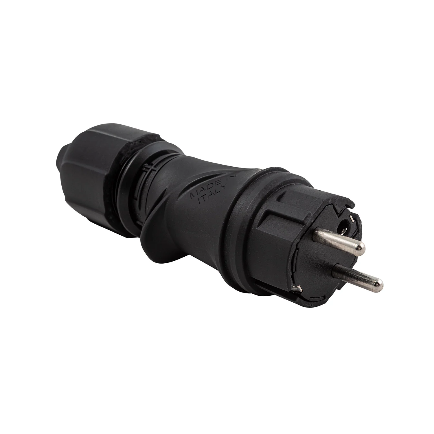Black Schuko plug 16A 250V IP44 for outdoor use - Compatible with Modulair System - Black