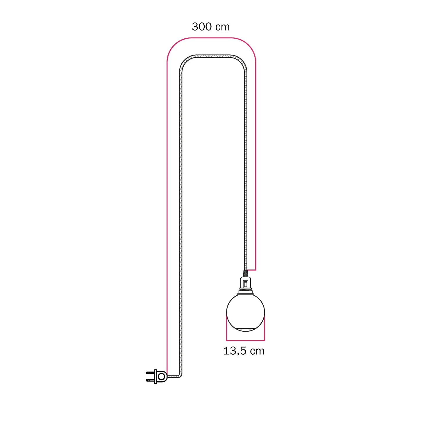 Portable Snake lamp with switch on the lamp holder, plug, unbreakable Unbreak-a-Ball lampshade and RZ10 cable - Image 5